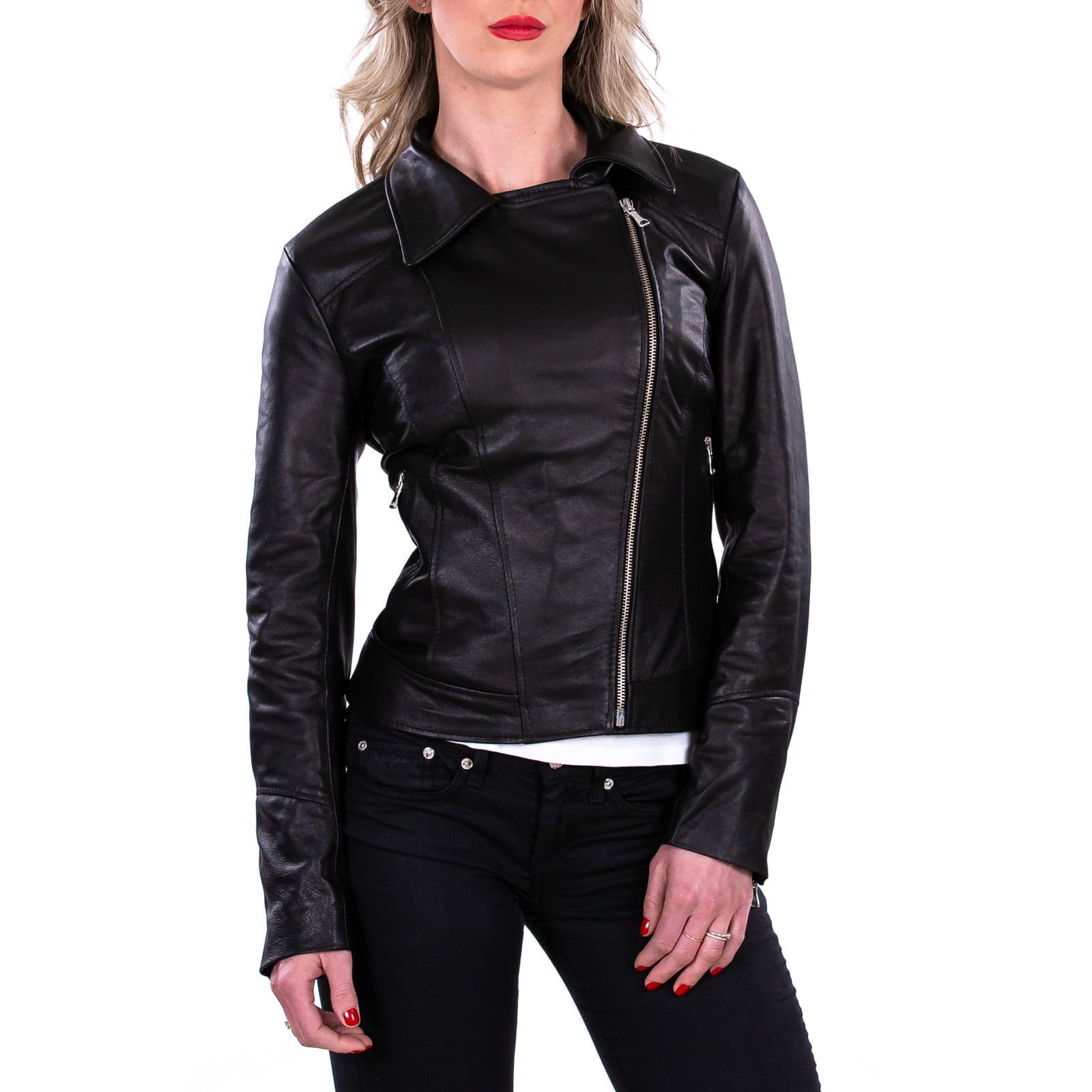 Slim Women's Genuine Leather Jacket Artisan Production Cod.003-Rindway Outlet