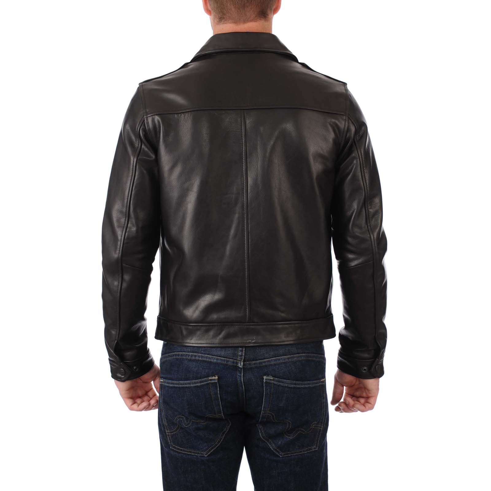 Slim Men's Genuine Leather Jacket Artisan Production Cod.060-Rindway Outlet