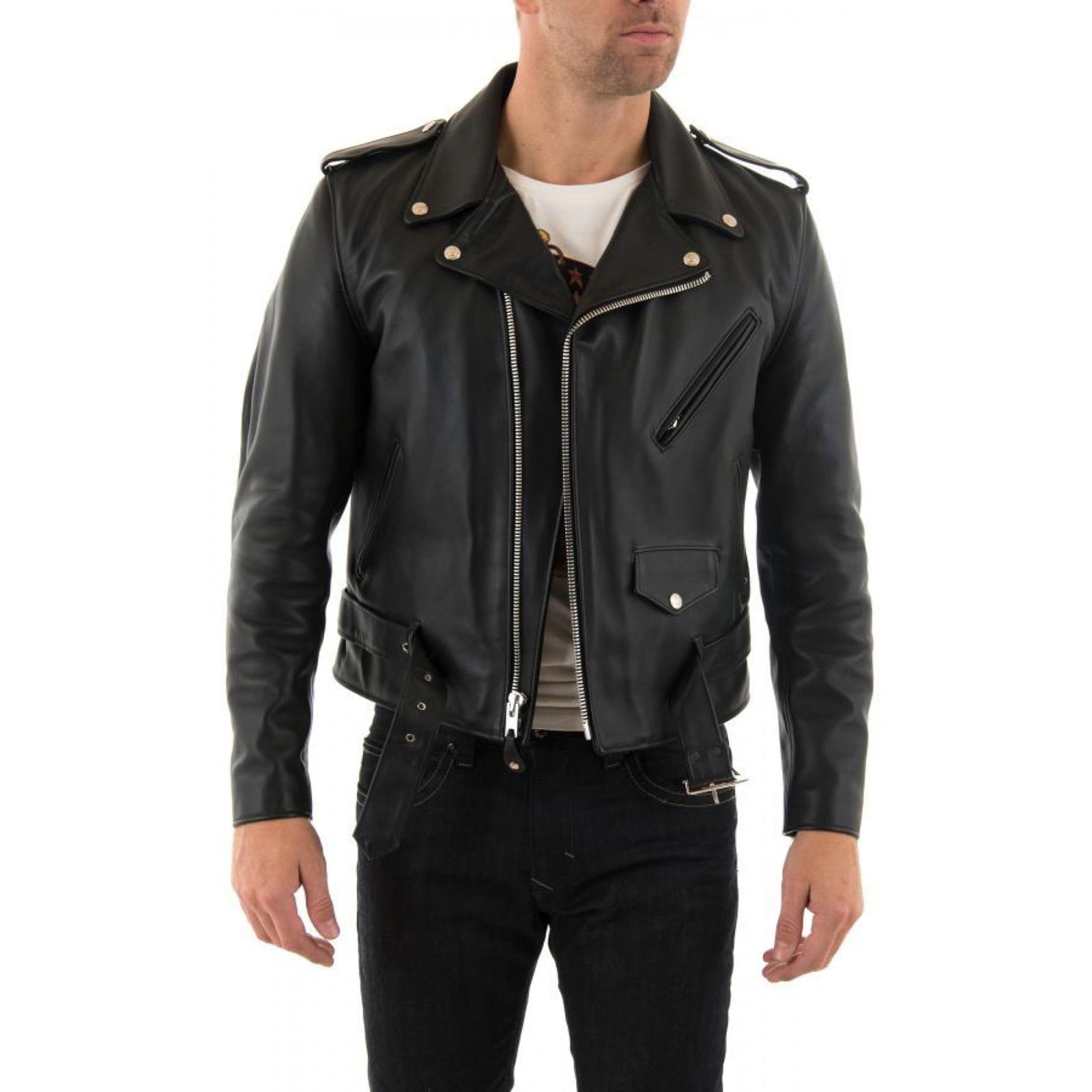 Slim Men's PU Leather Jacket Artisan Production Cod.070-Rindway Outlet