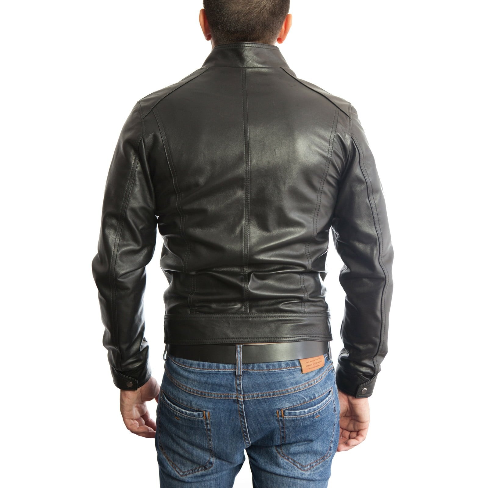 Slim Men's PU Leather Jacket Artisan Production Cod.093-Rindway Outlet