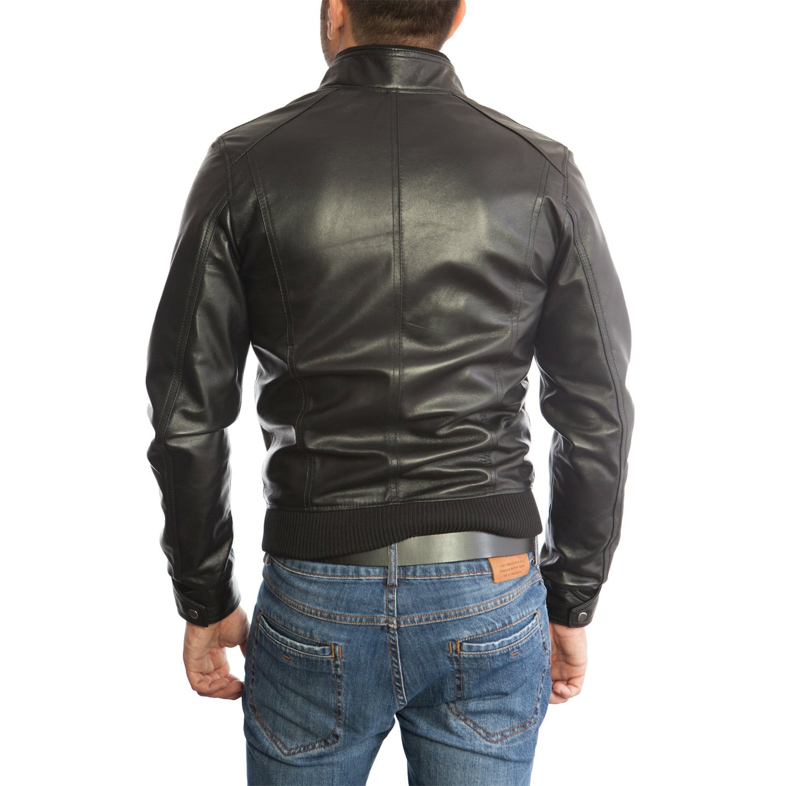 Men's Brown Genuine Leather Bomber Jacket with Chest Zippers and Rindway Pockets