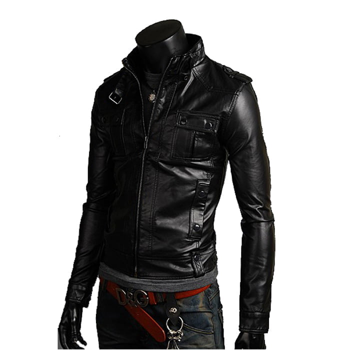 Slim Men's PU Leather Jacket Artisan Production Cod.243-Rindway Outlet