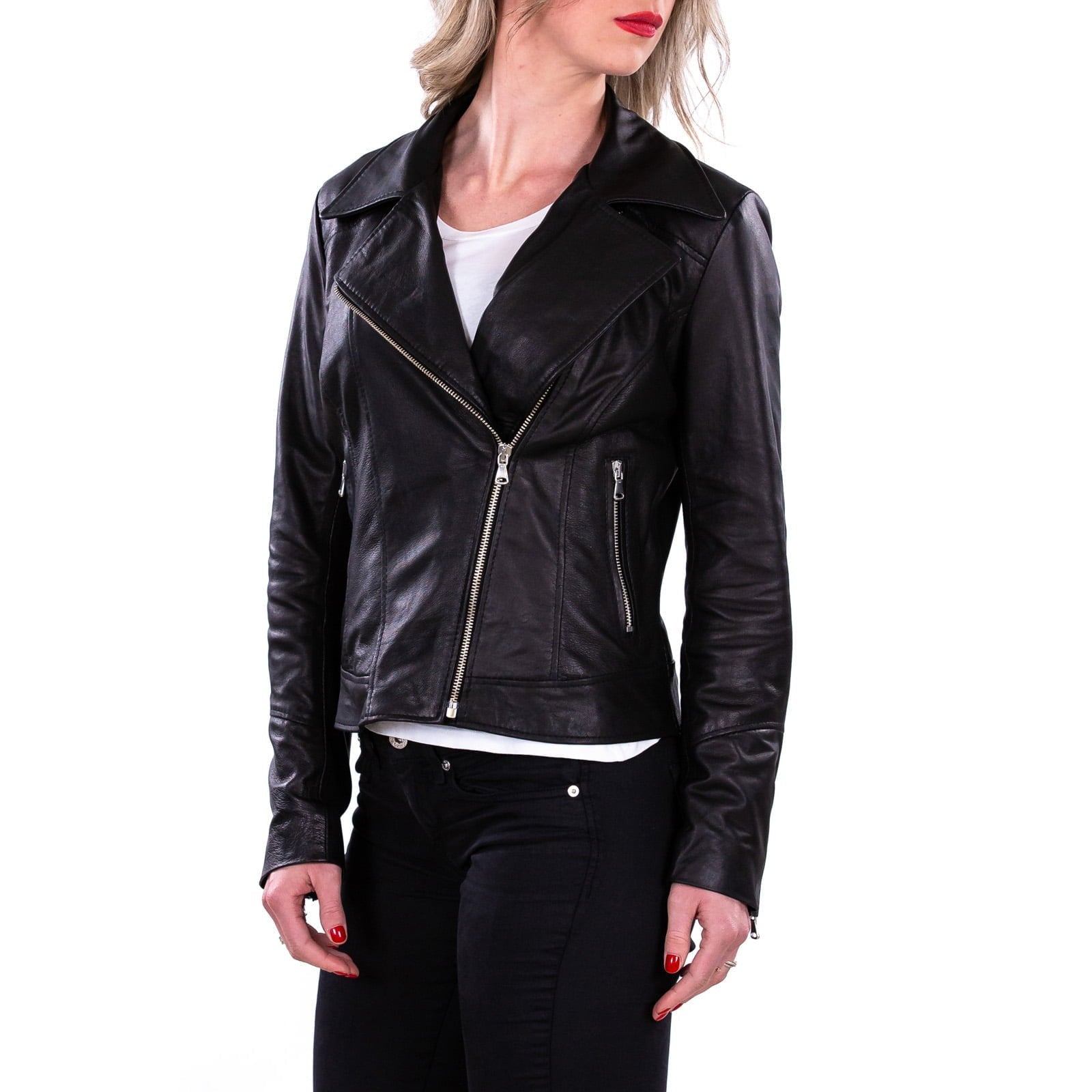 Slim Women's Genuine Leather Jacket Artisan Production Cod.003-Rindway Outlet