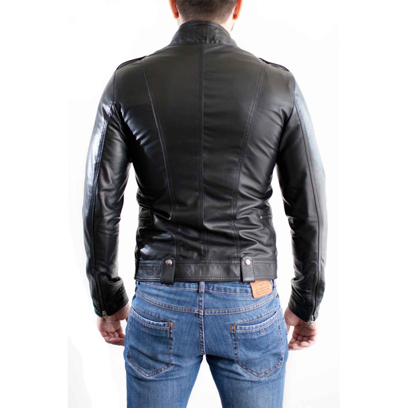 Slim Men's PU Leather Jacket Artisan Production Cod.243-Rindway Outlet