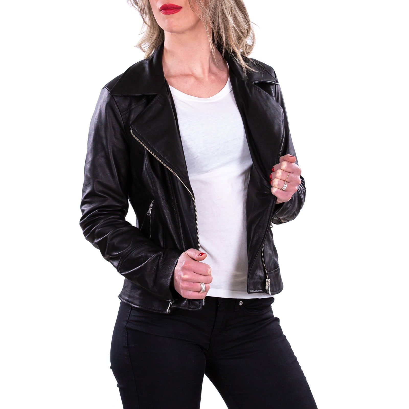 Slim Women's Genuine Leather Jacket Artisan Production Cod.003-Rindway Outlet