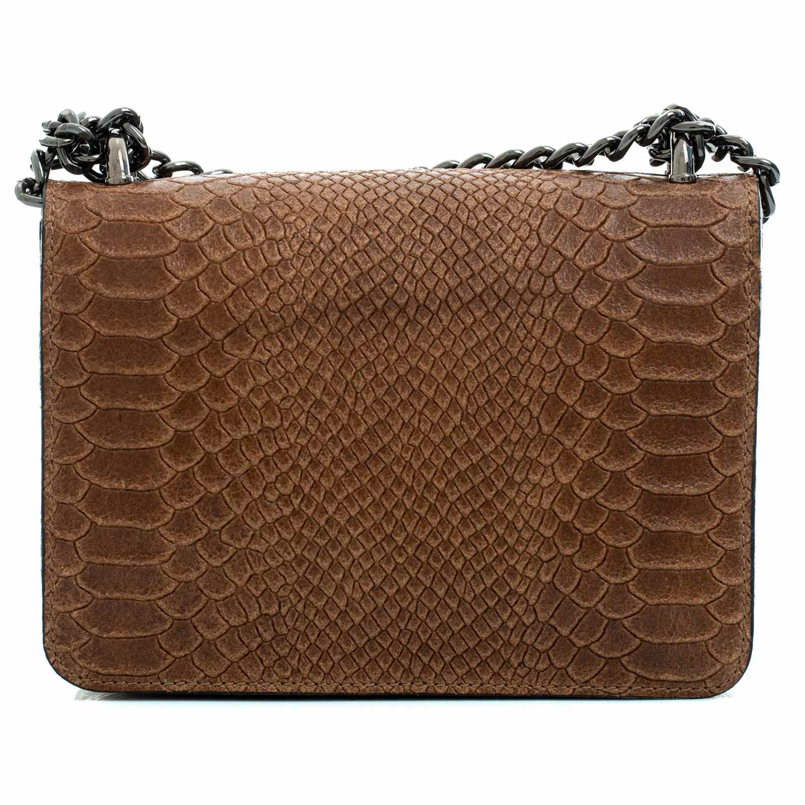 Borsa A Tracolla Con Catena Scorrevole In Vera Pelle Donna Stampa Anaconda Rindway