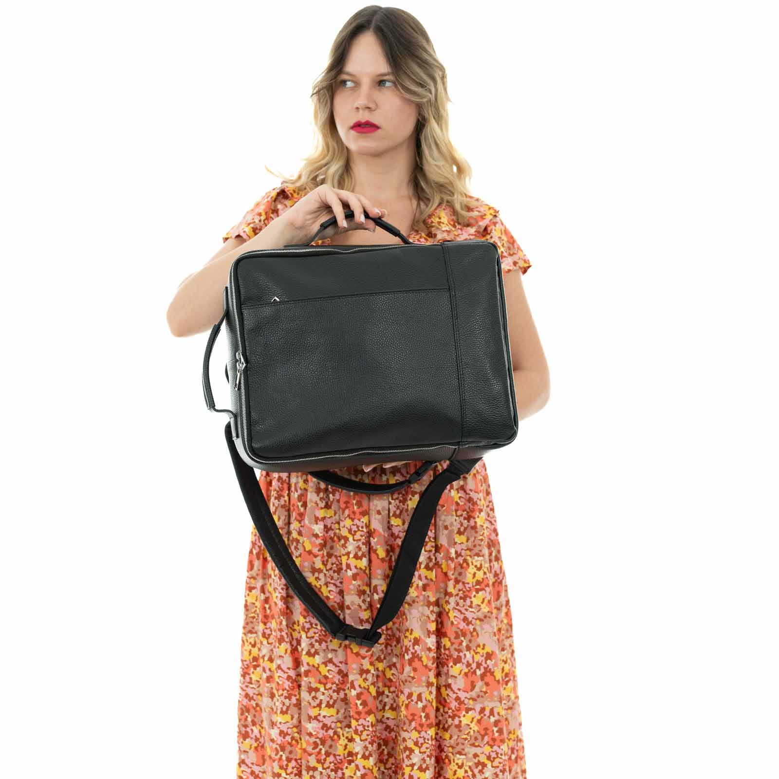 Borsa Zaino Donna Uomo Grande in Vera Pelle Doppio Scomparto Rindway