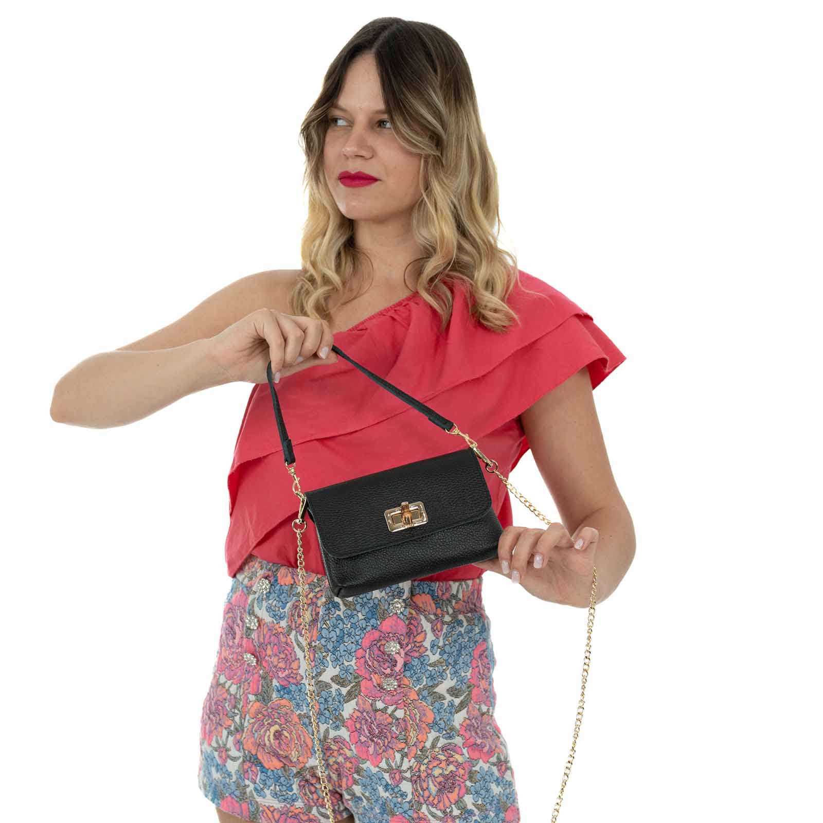 Borsa Mini Pochette Con Catena In Vera Pelle Donna Rindway