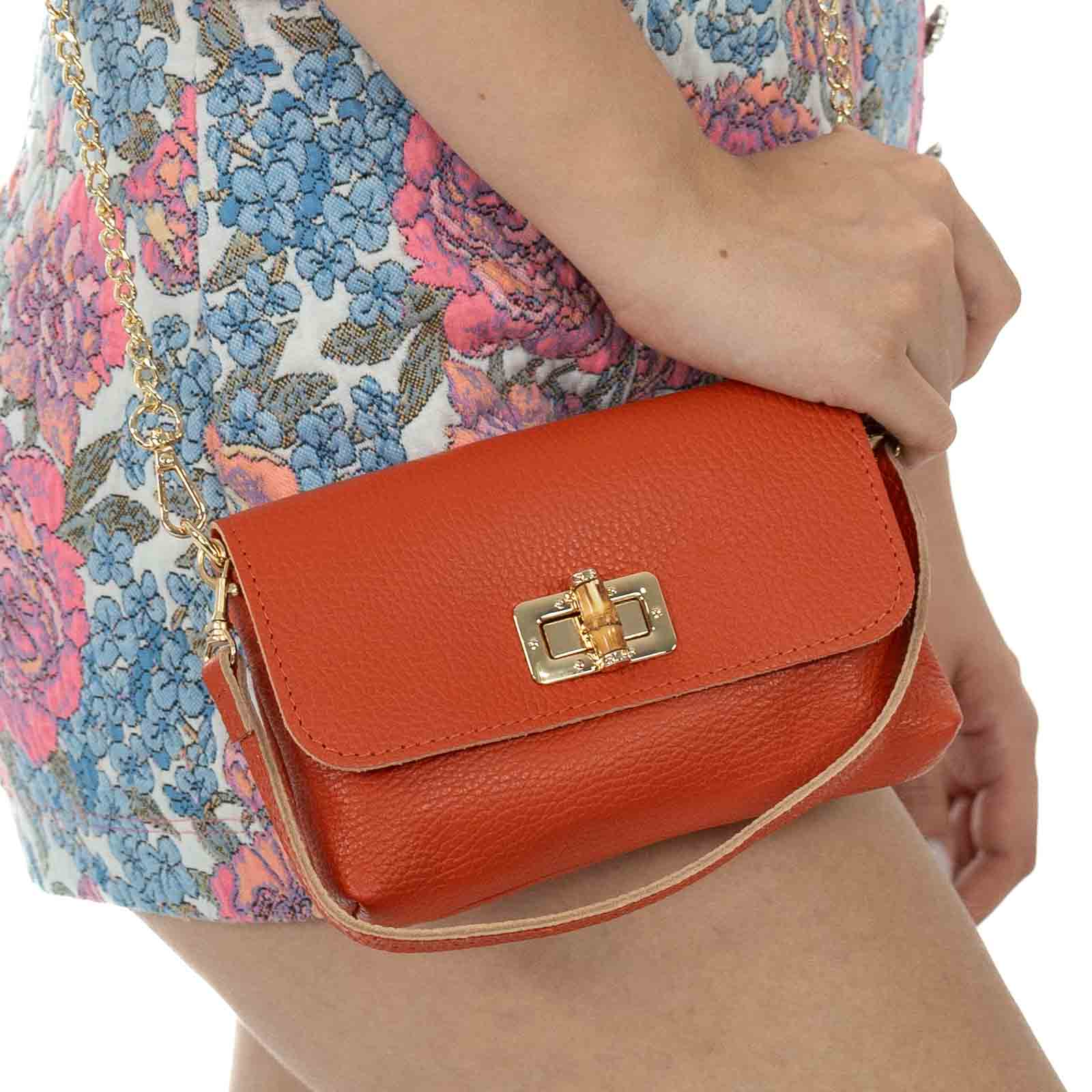 Borsa Mini Pochette Con Catena In Vera Pelle Donna Rindway