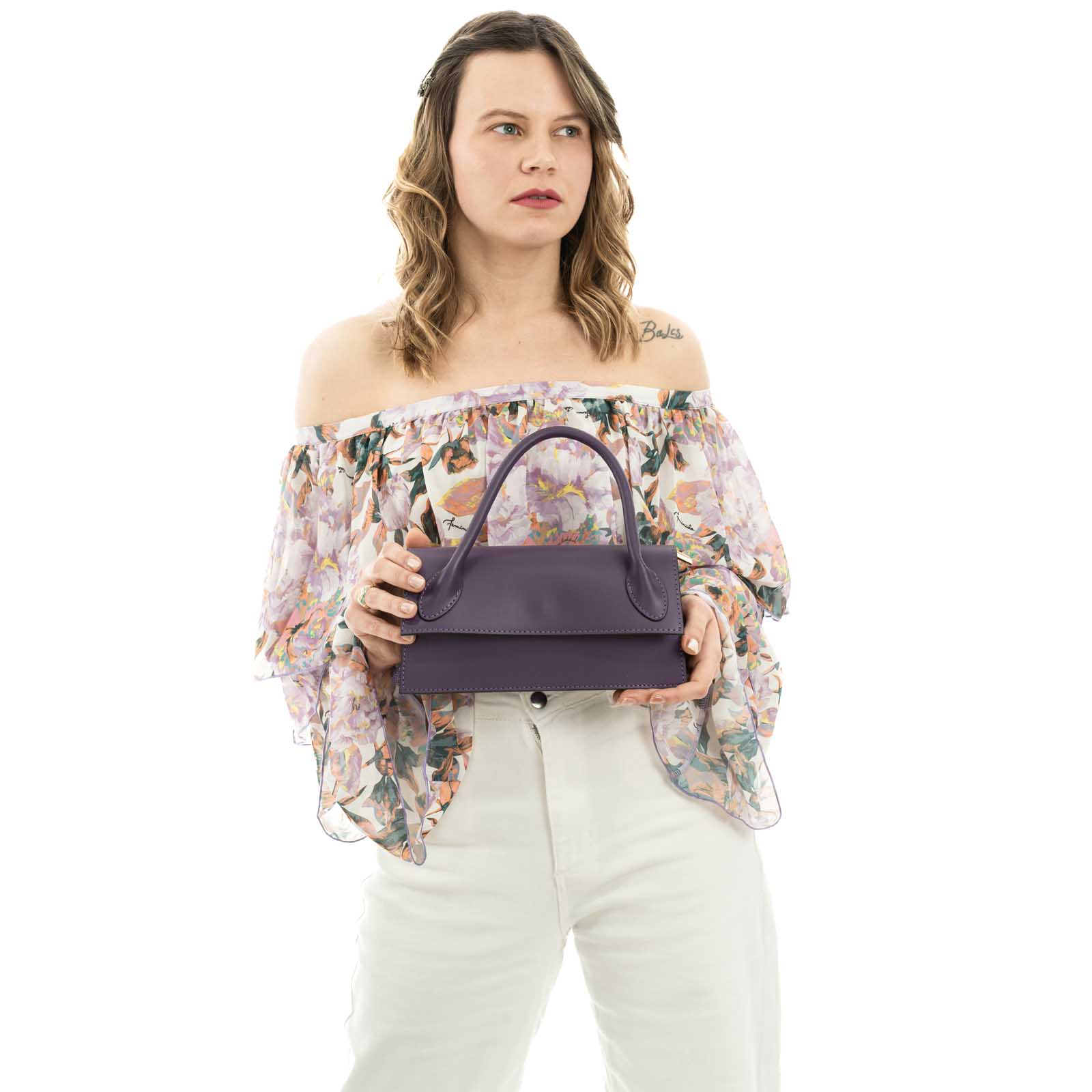 Borsa A Mano Chiusura Con Patta In Vera Pelle Donna Rindway