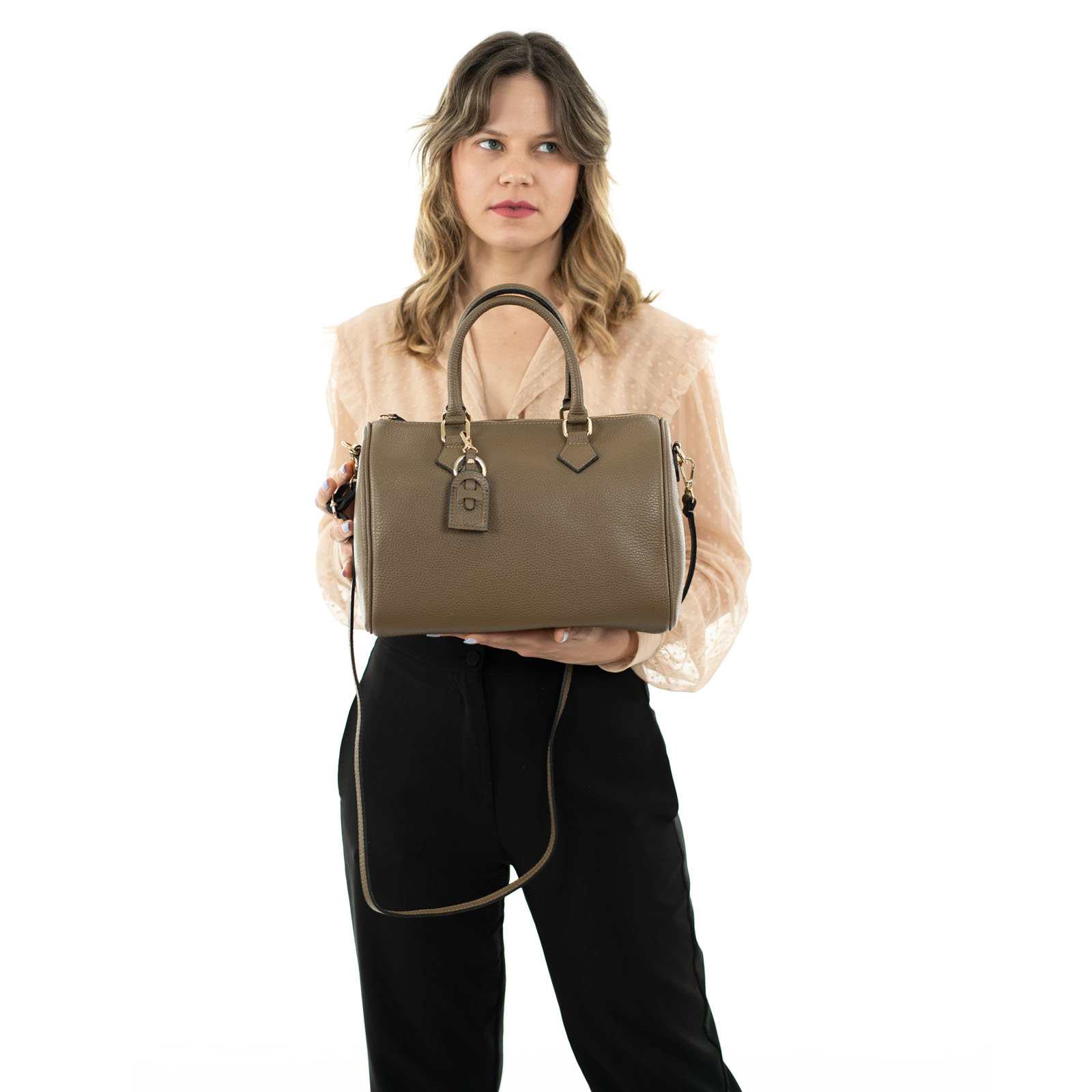 Borsa Bauletto A Mano In Vera Pelle Donna Unico Scomparto Rindway