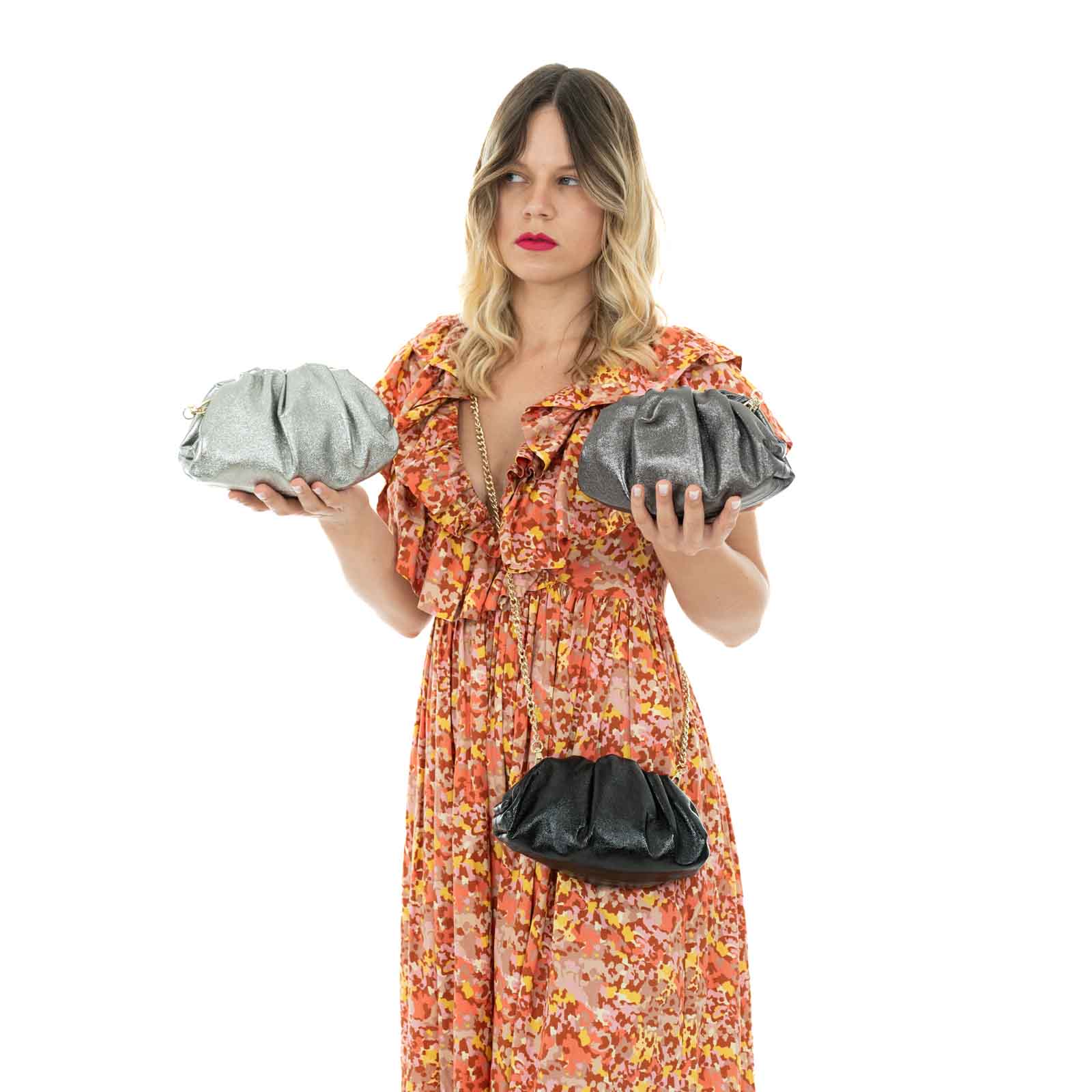 Borsa Clutch A Mano Con Tracolla In Vera Pelle Donna Rindway