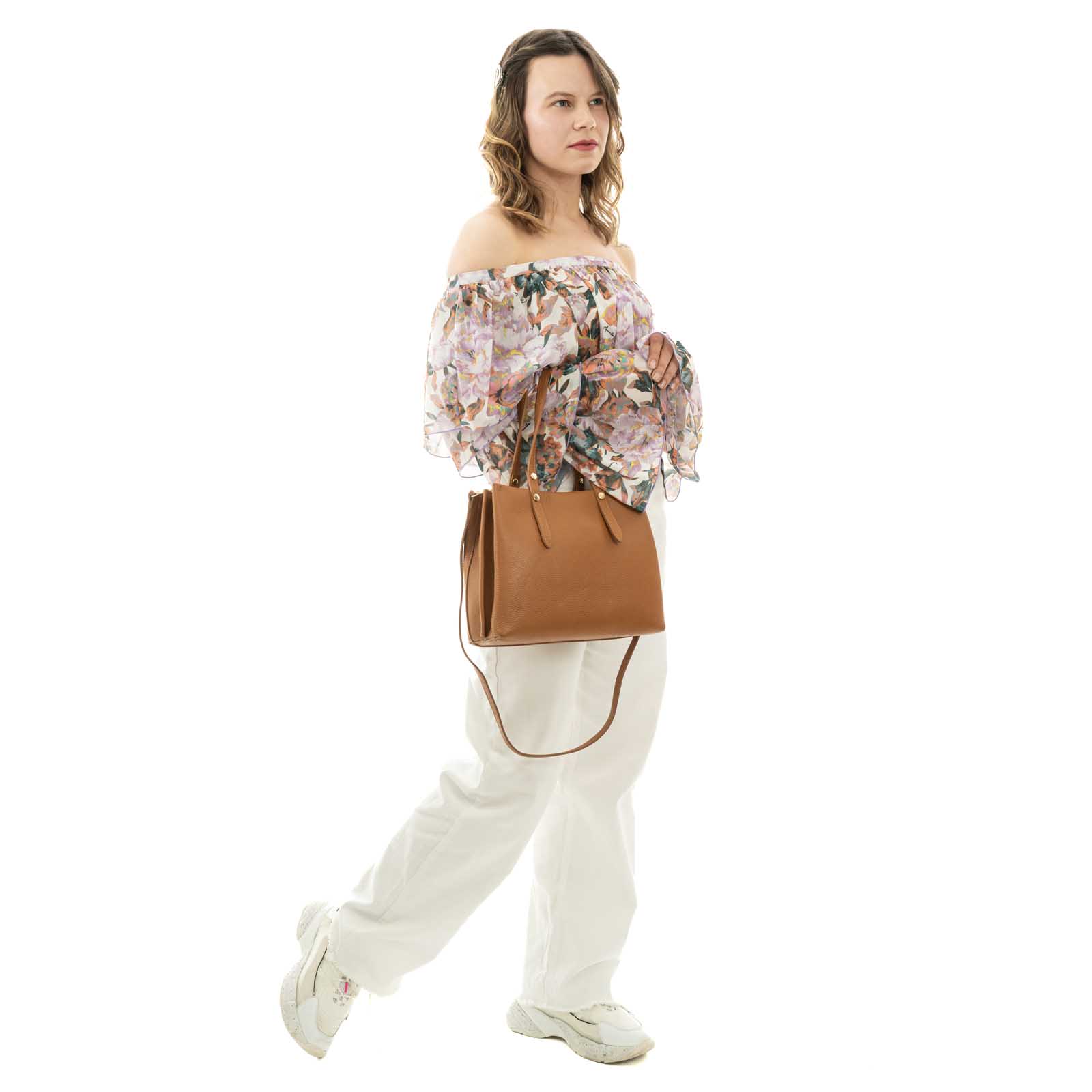 Borsa Shopper A Mano In Vera Pelle Semi Rigida Donna Media Rindway