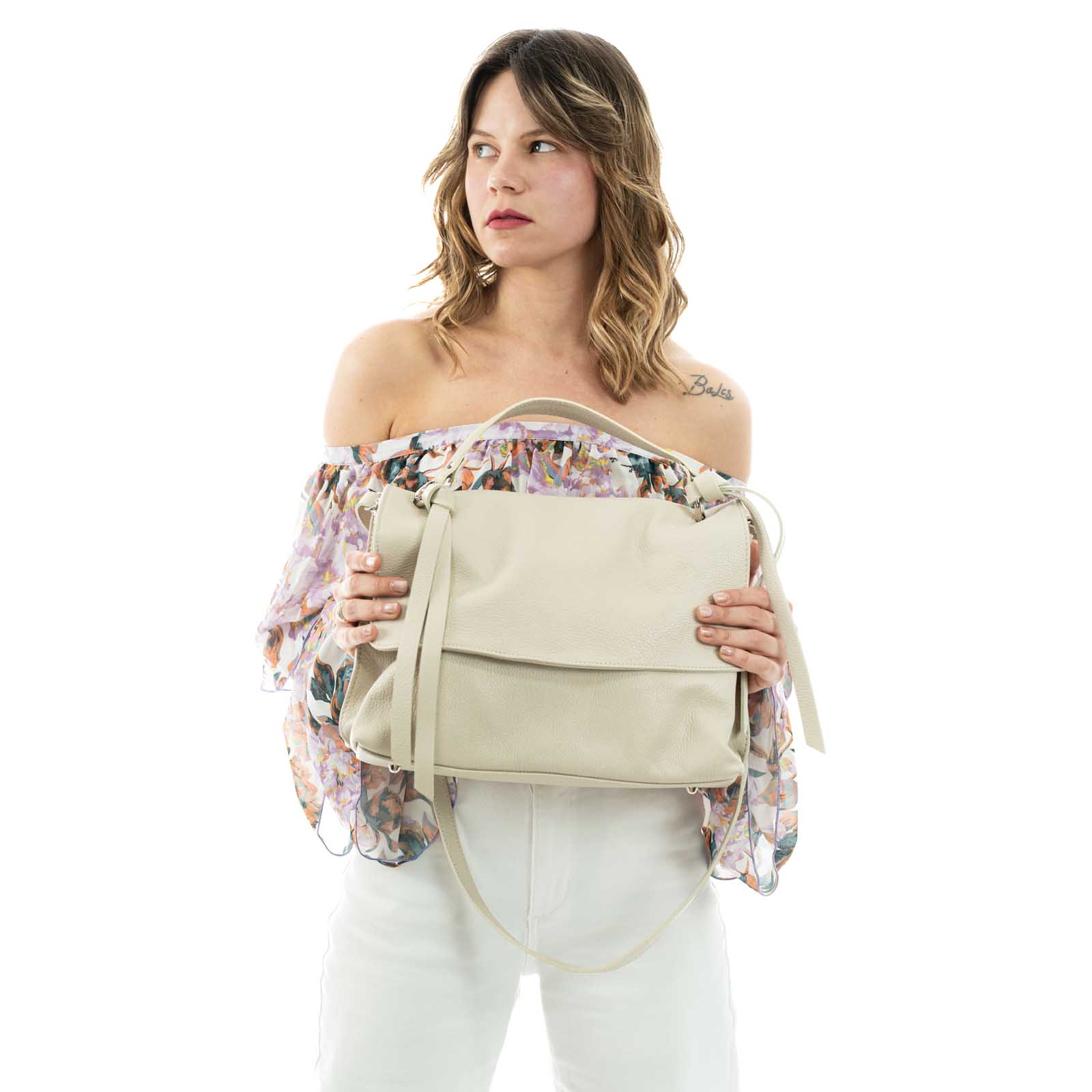 Borsa A Mano Maxi Con Fiocchi Removibili In Vera Pelle Donna Rindway