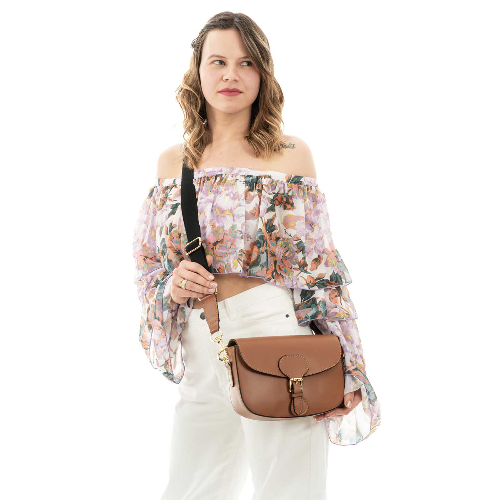 Borsa Hobo Con Tracolla In Vera Pelle Liscia Donna Rindway