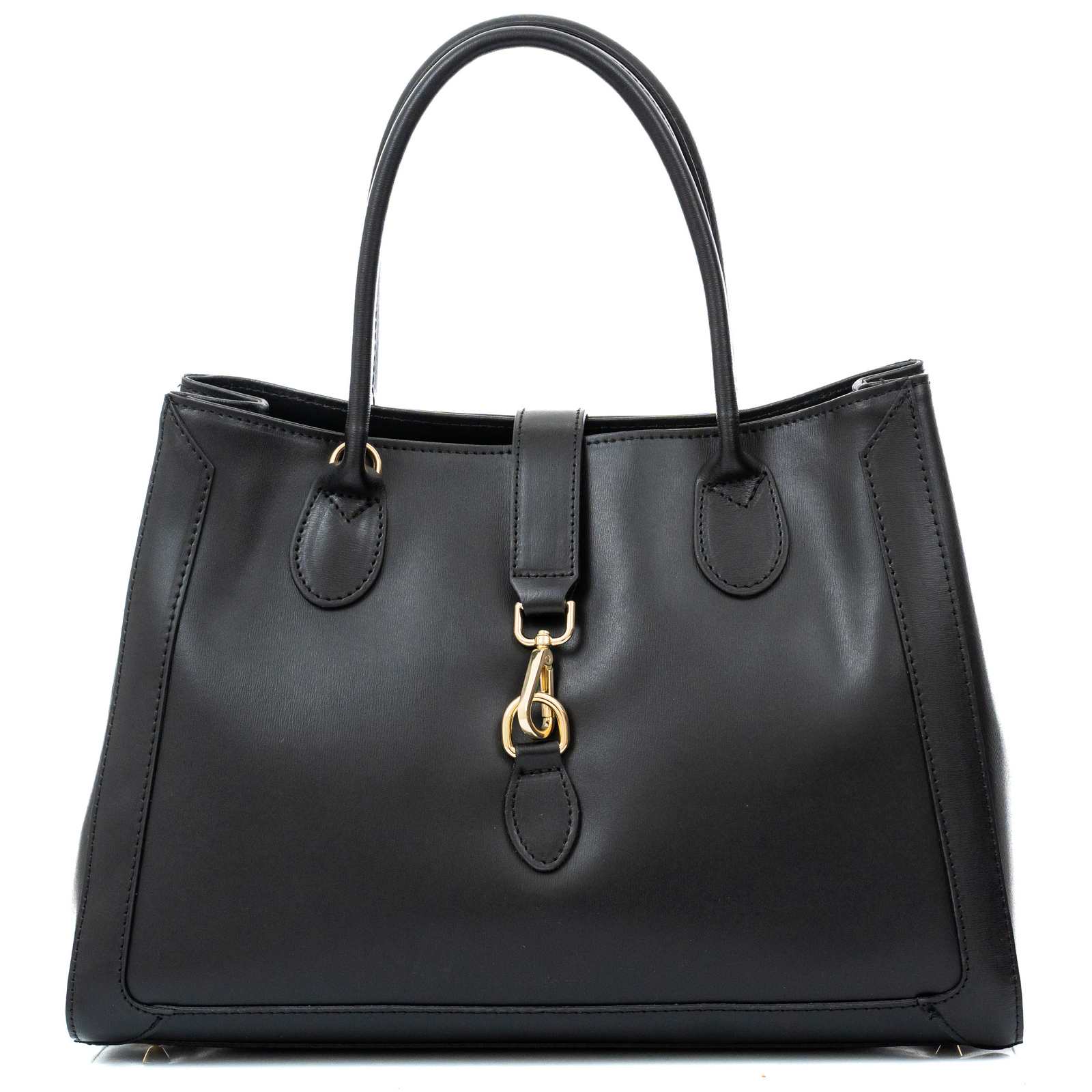 Large handbag in genuine calf leather for women with hook closure by Rindway