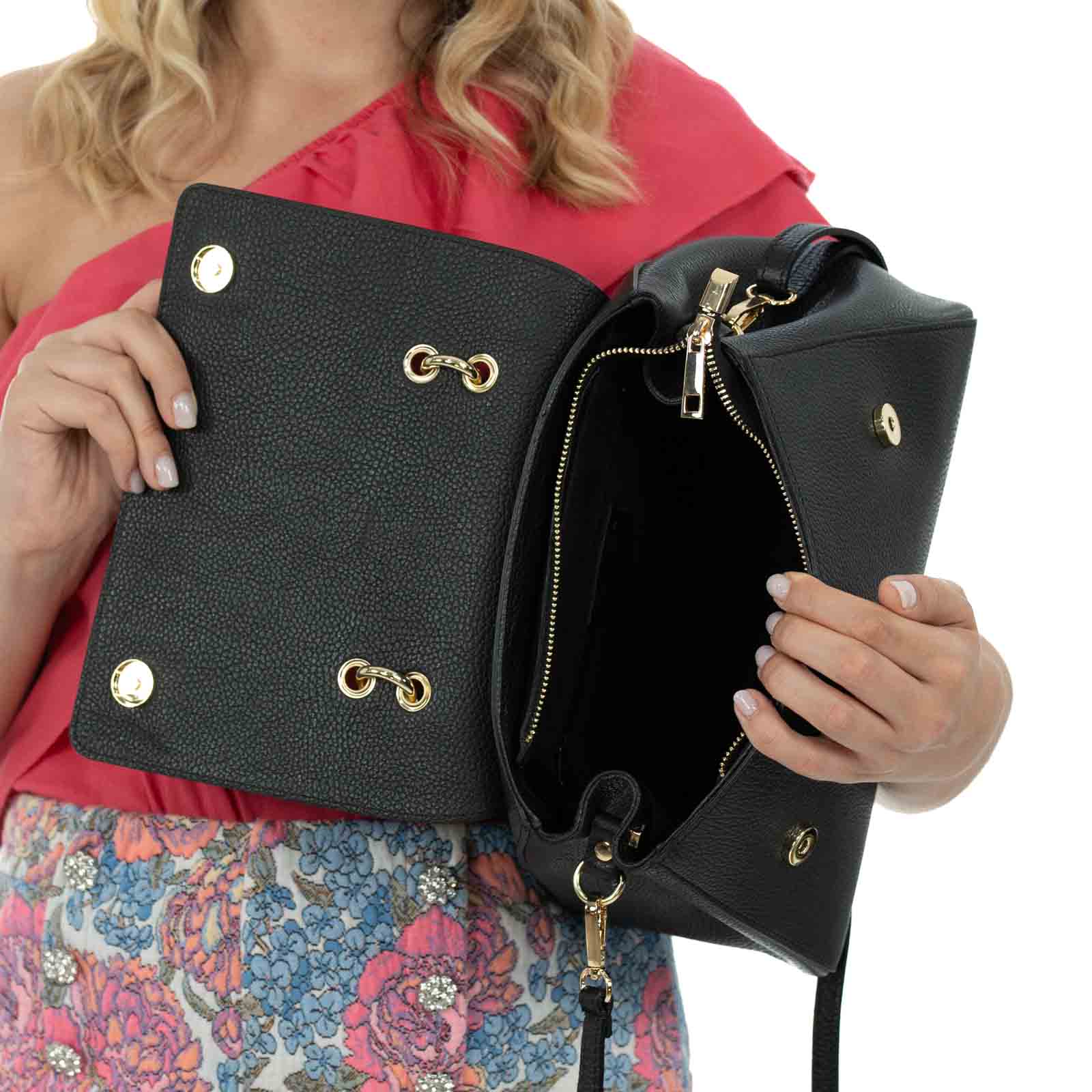 Borsa A Mano Media In Vera Pelle Donna Semi Rigida Rindway