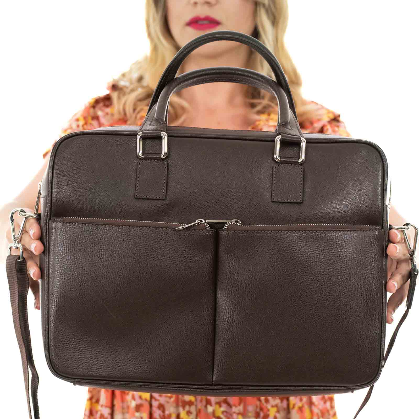 Borsa Portadocumenti Computer In Vera Pelle Donna Uomo Tasche Esterne Rindway