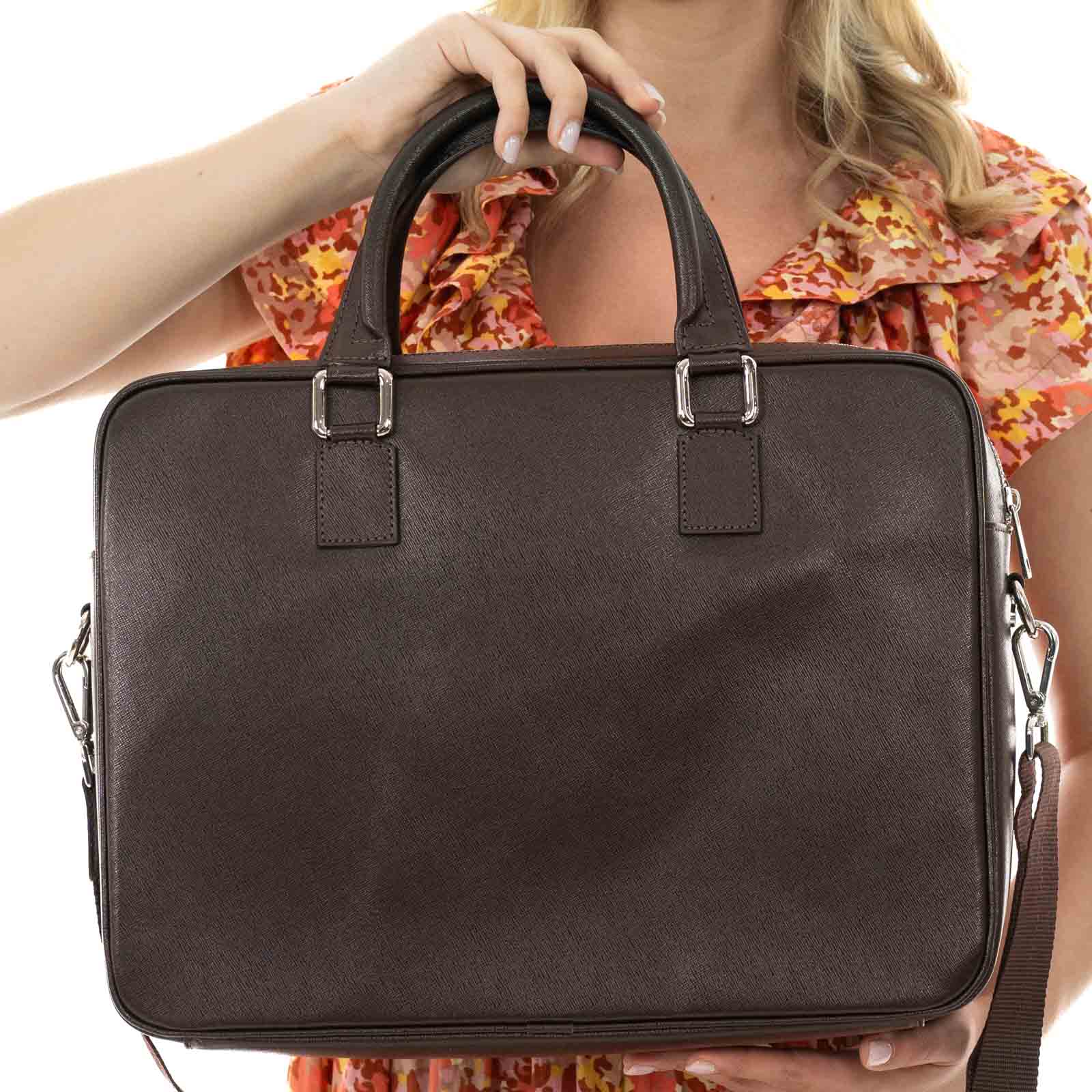 Borsa Portadocumenti Computer In Vera Pelle Donna Uomo Tasche Esterne Rindway