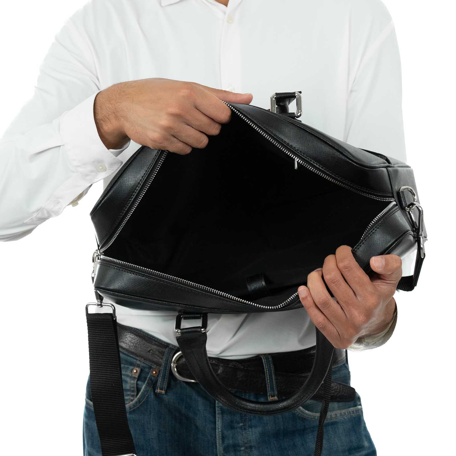 Genuine Leather Computer Document Bag for Men and Women with External Pockets Rindway