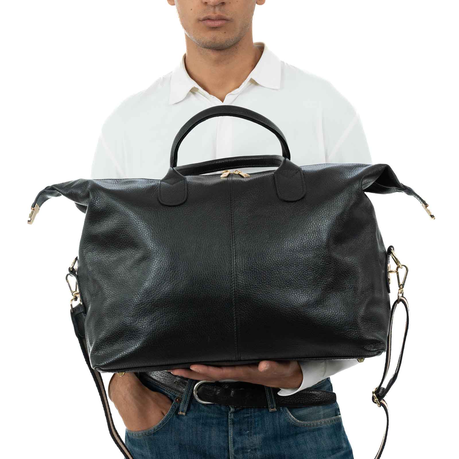 Duffel bag handbag in genuine leather for men and women Rindway