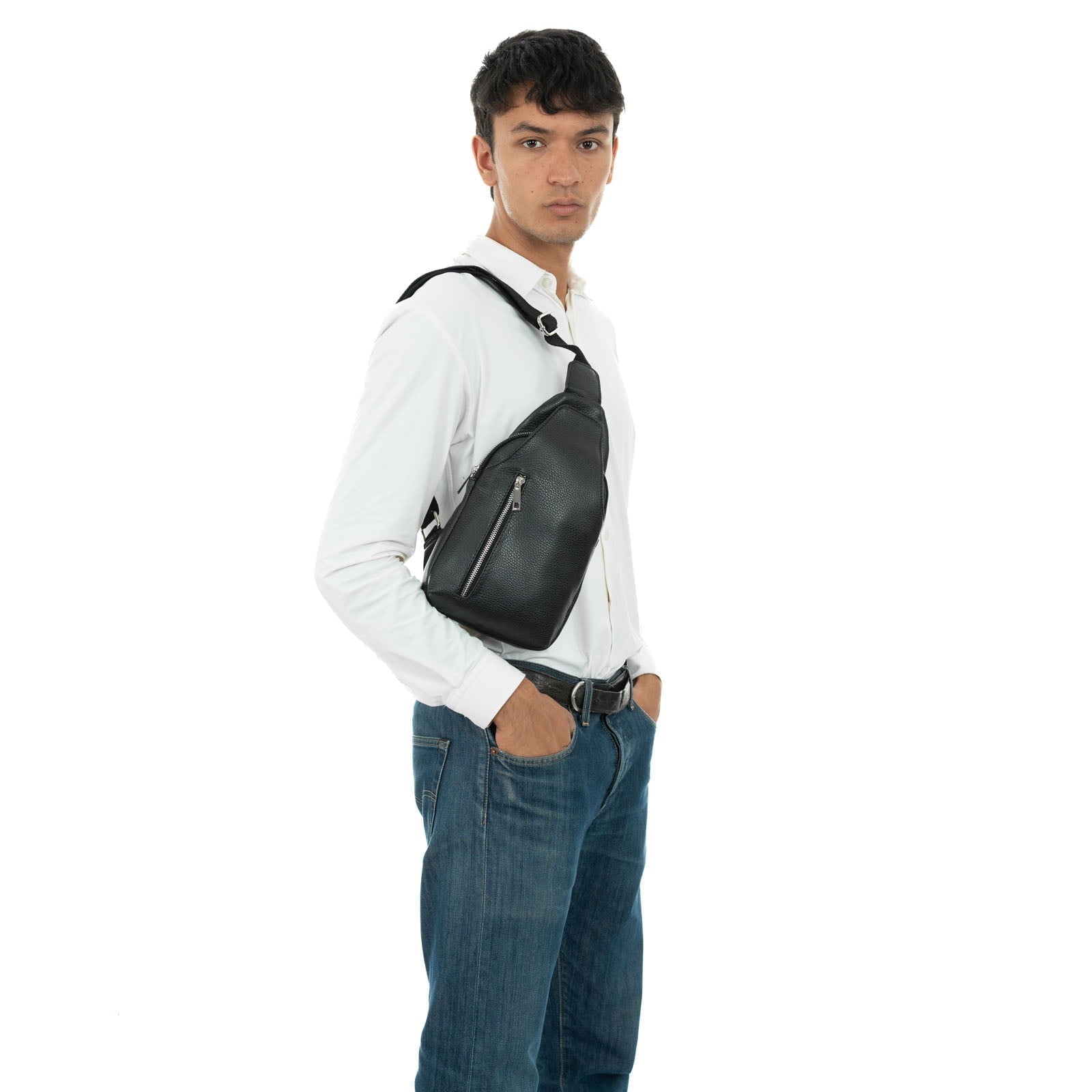 Vertical Belt Bag in Genuine Leather for Men and Women Rindway