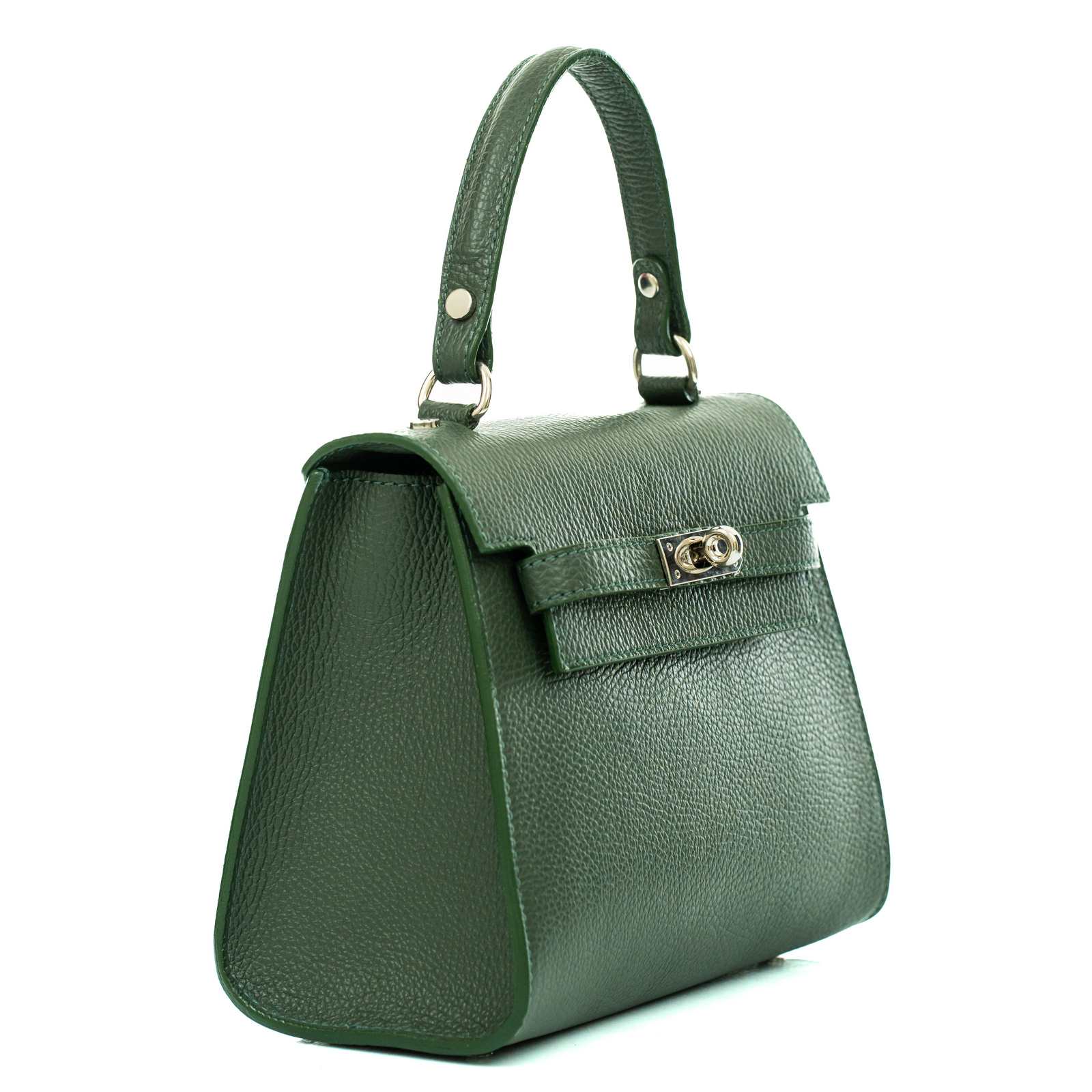 Medium handbag in semi-rigid genuine leather for women with Rindway buckle closure