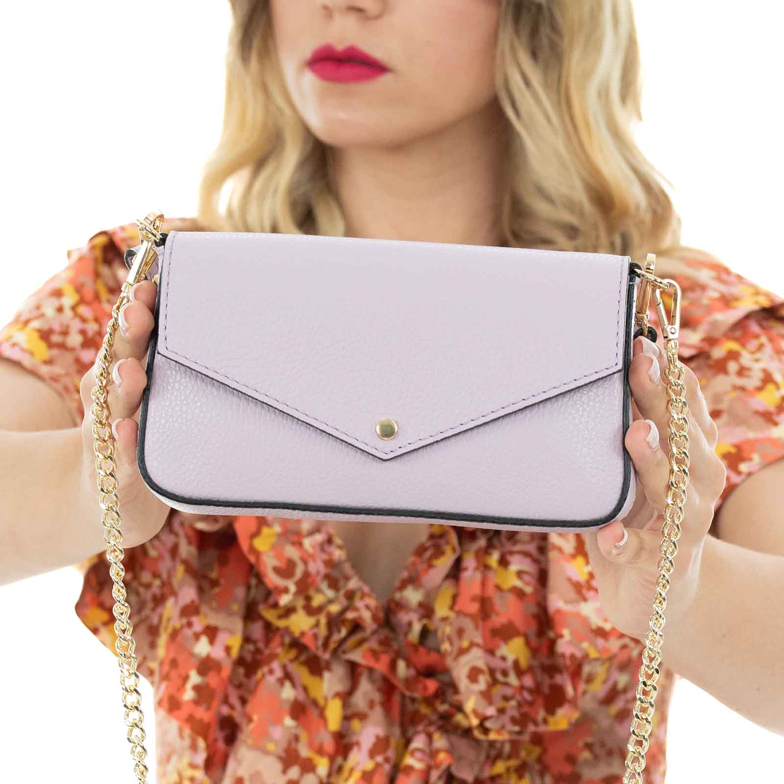 Borsa Clutch A Mano Con Tracolla In Vera Pelle Donna Rindway