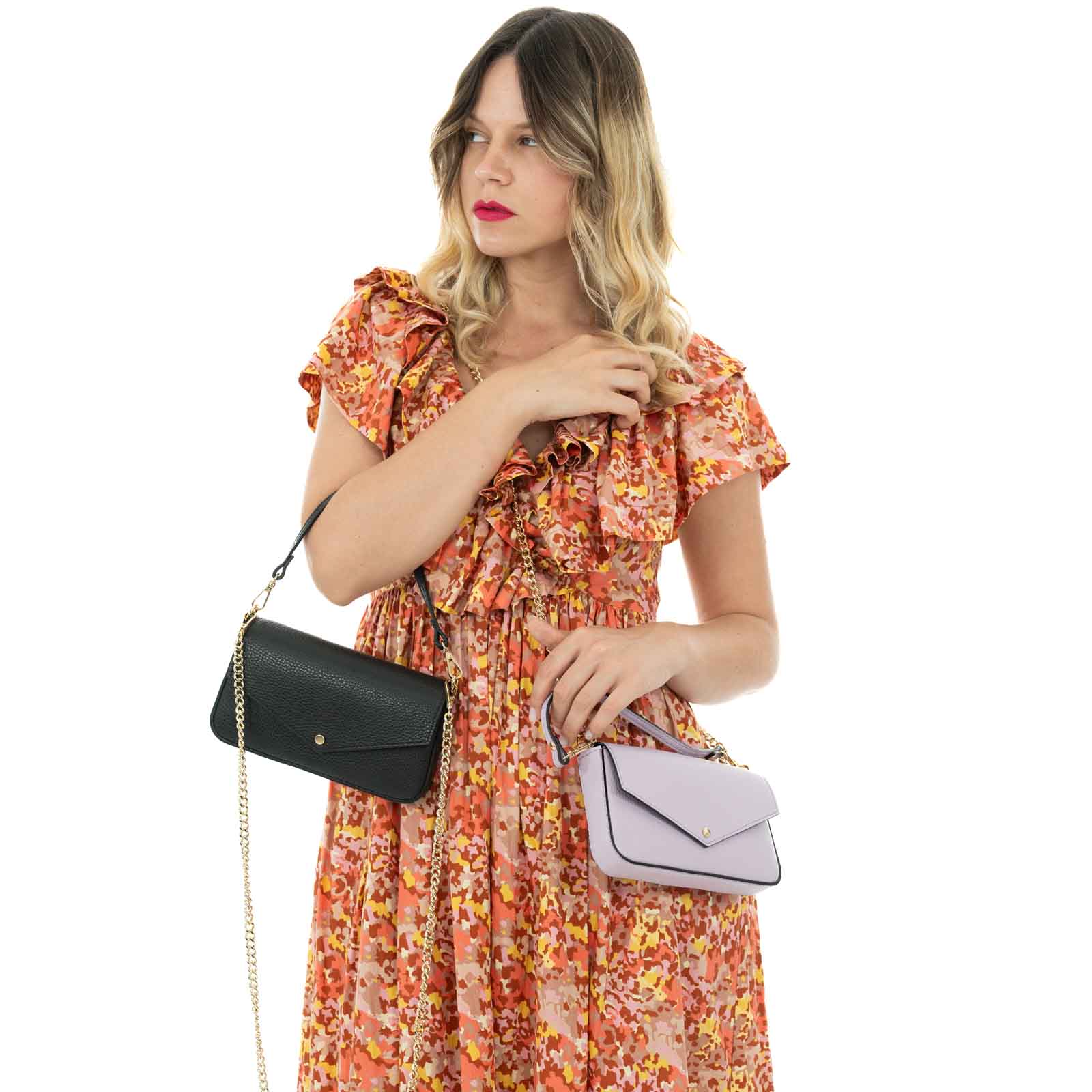 Borsa Clutch A Mano Con Tracolla In Vera Pelle Donna Rindway