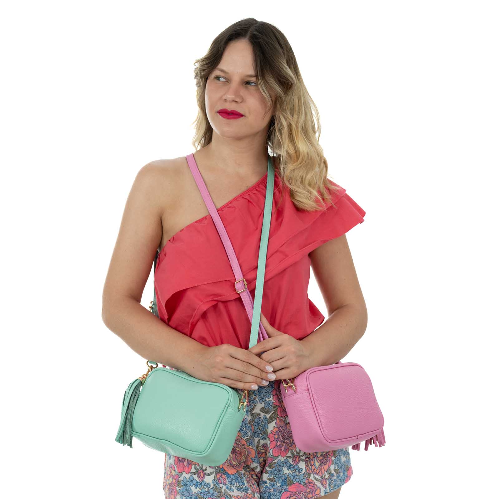 Borsa A Tracolla In Vera Pelle Donna Con Unico Scomparto Rindway