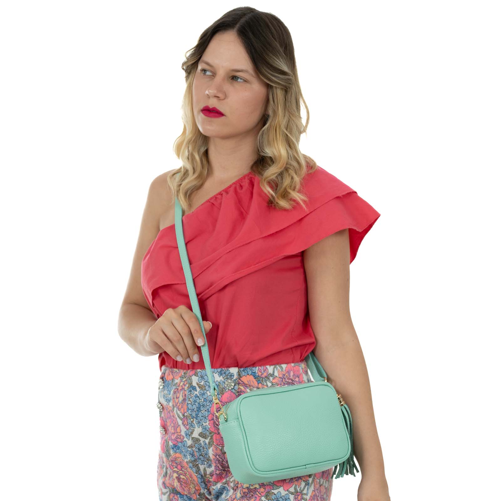 Borsa A Tracolla In Vera Pelle Donna Con Unico Scomparto Rindway