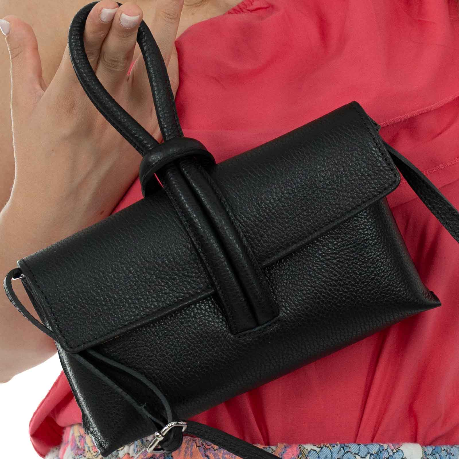 Borsa Pochette A Mano Con Tracolla In Vera Pelle Donna Rindway