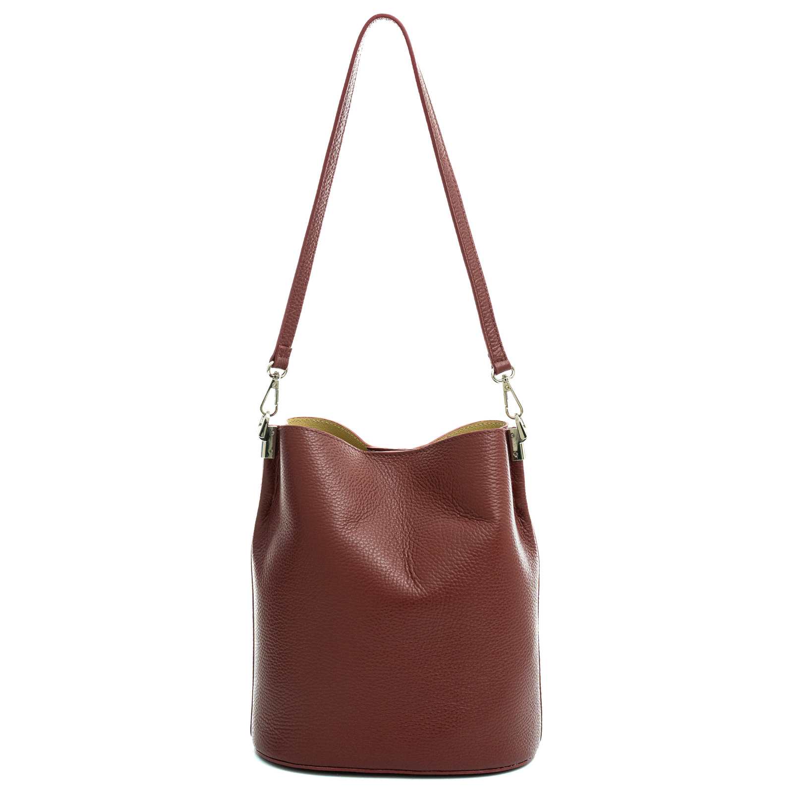 Bucket Bag With Shoulder Strap In Genuine Leather Women Rindway Clip Closure