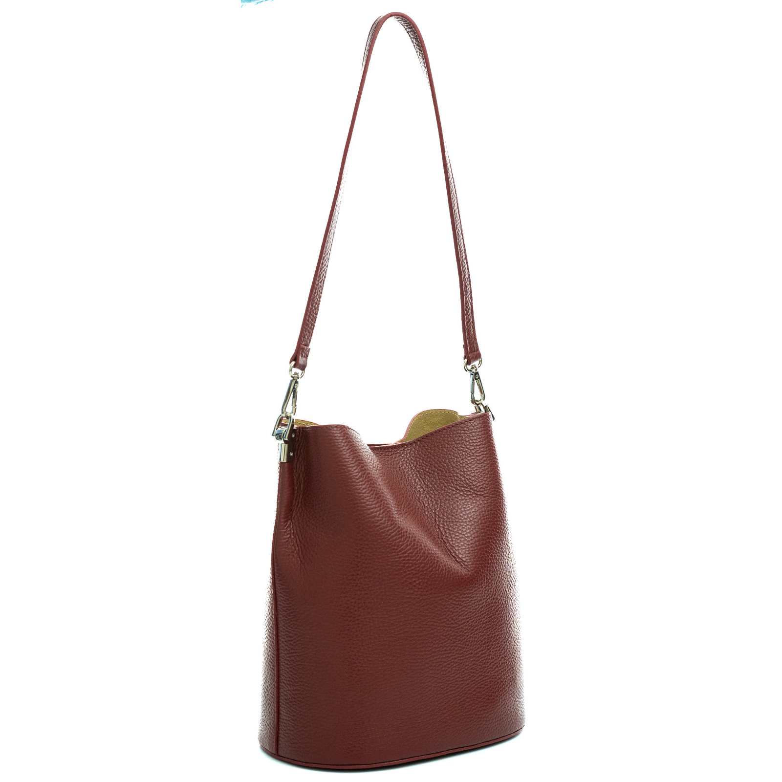 Bucket Bag With Shoulder Strap In Genuine Leather Women Rindway Clip Closure