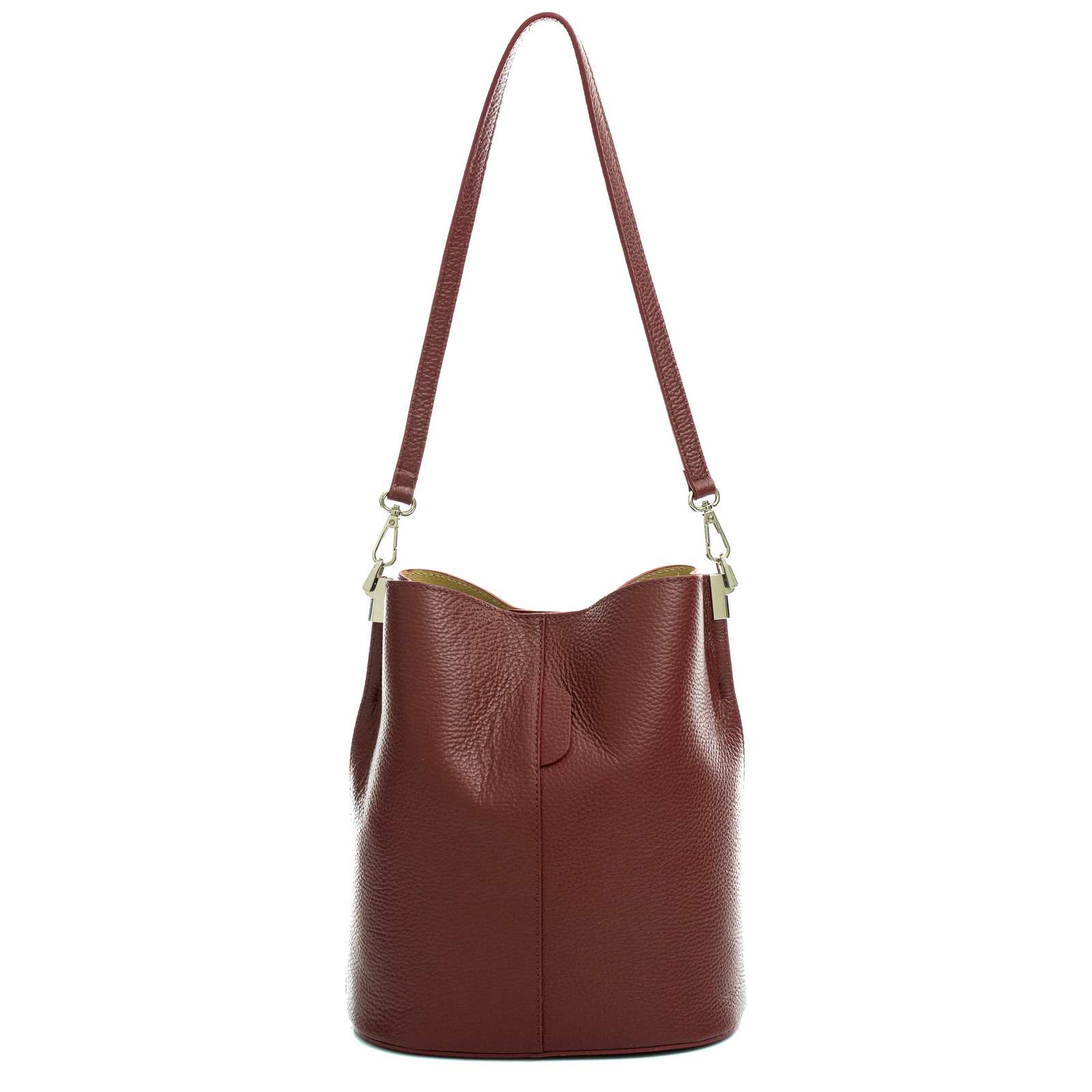 Bucket Bag With Shoulder Strap In Genuine Leather Women Rindway Clip Closure