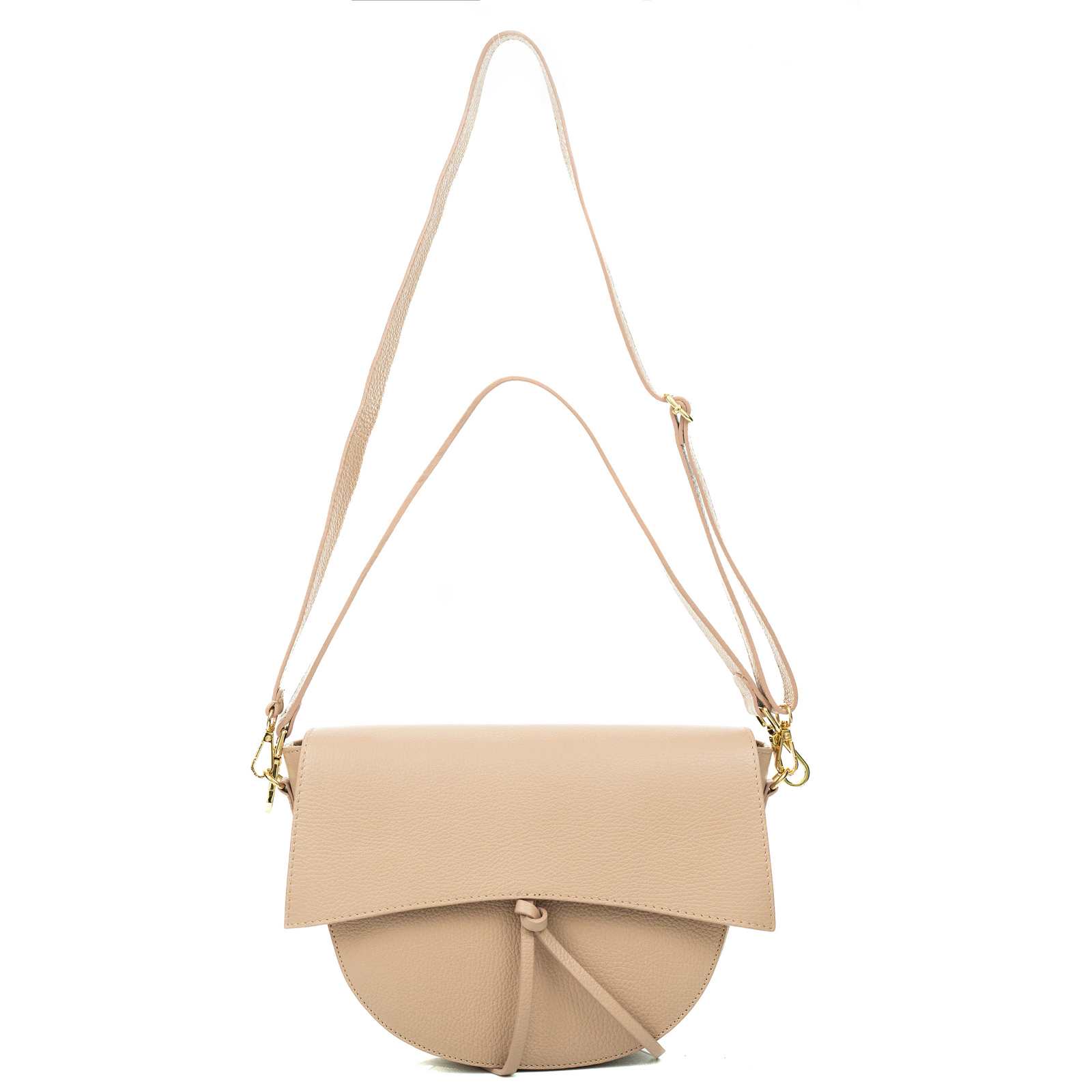 Half Moon Shoulder Bag In Genuine Leather Women With Flap Rindway