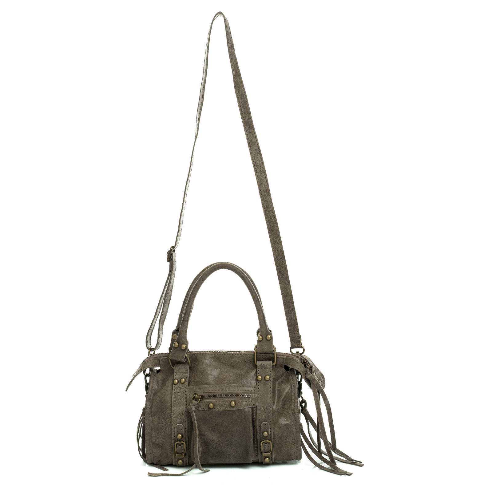 Borsa A Mano In Vera Pelle Distressed Donna Dettagli Oro Rindway