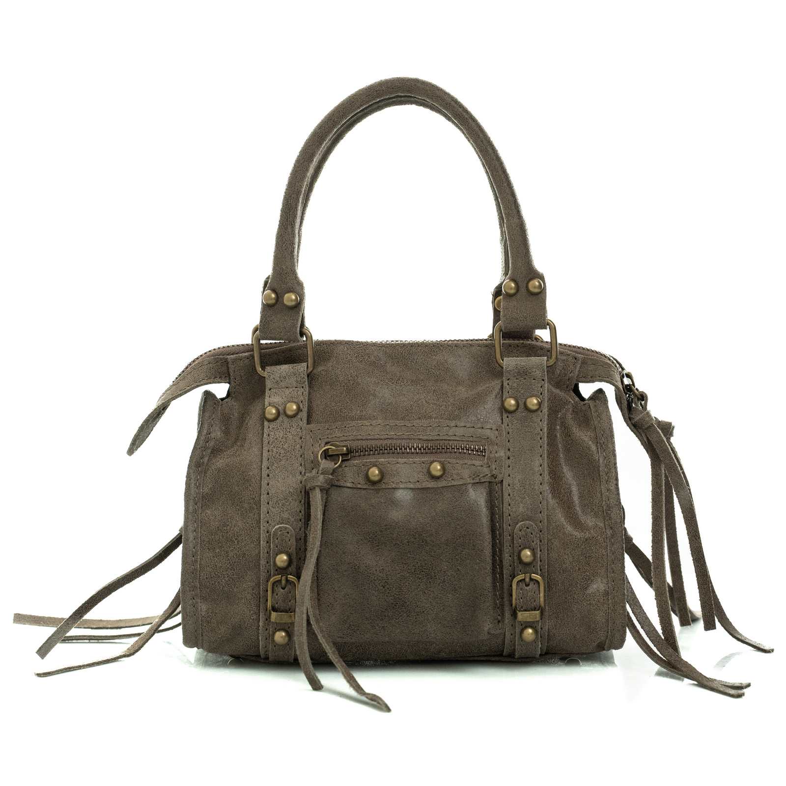 Borsa A Mano In Vera Pelle Distressed Donna Dettagli Oro Rindway