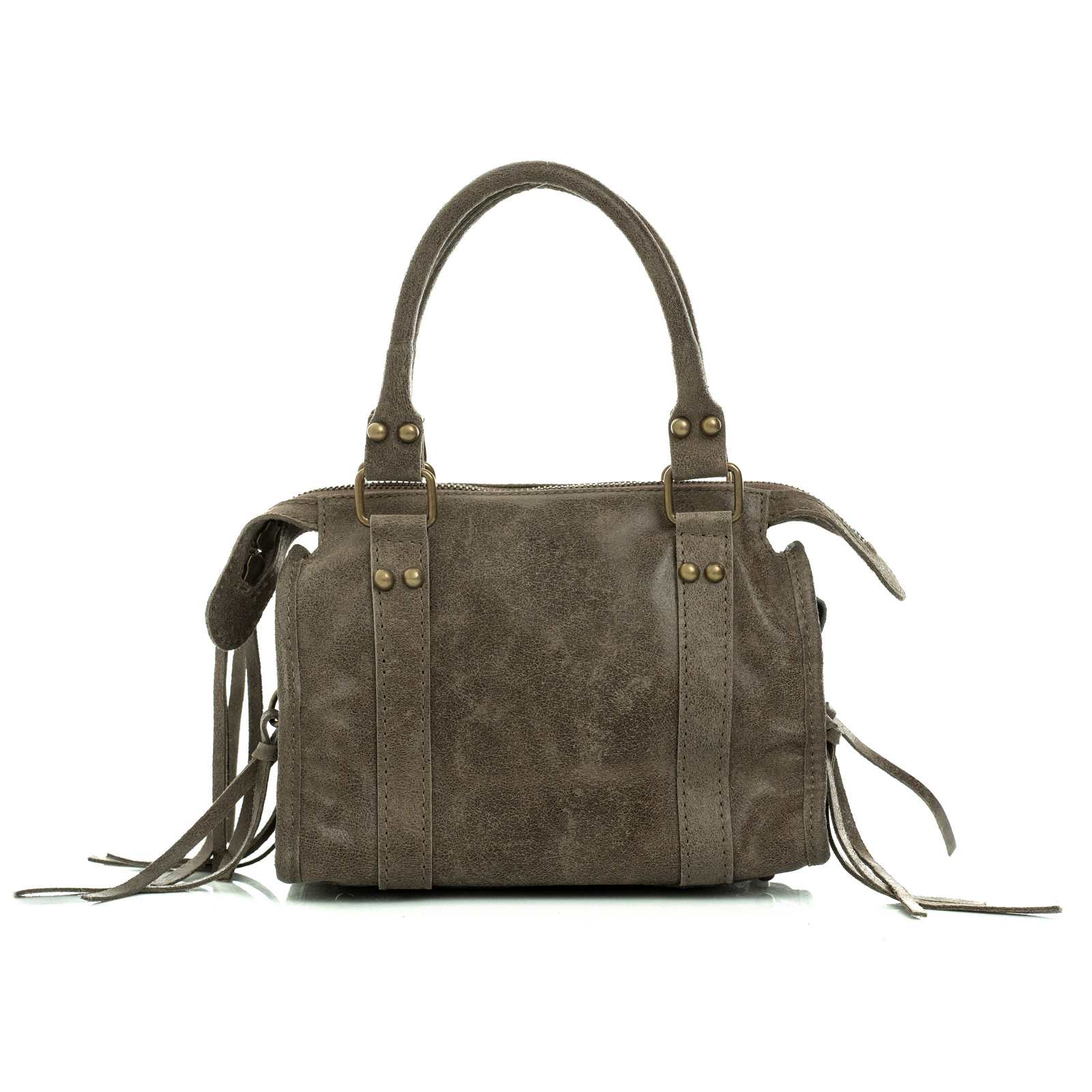 Borsa A Mano In Vera Pelle Distressed Donna Dettagli Oro Rindway