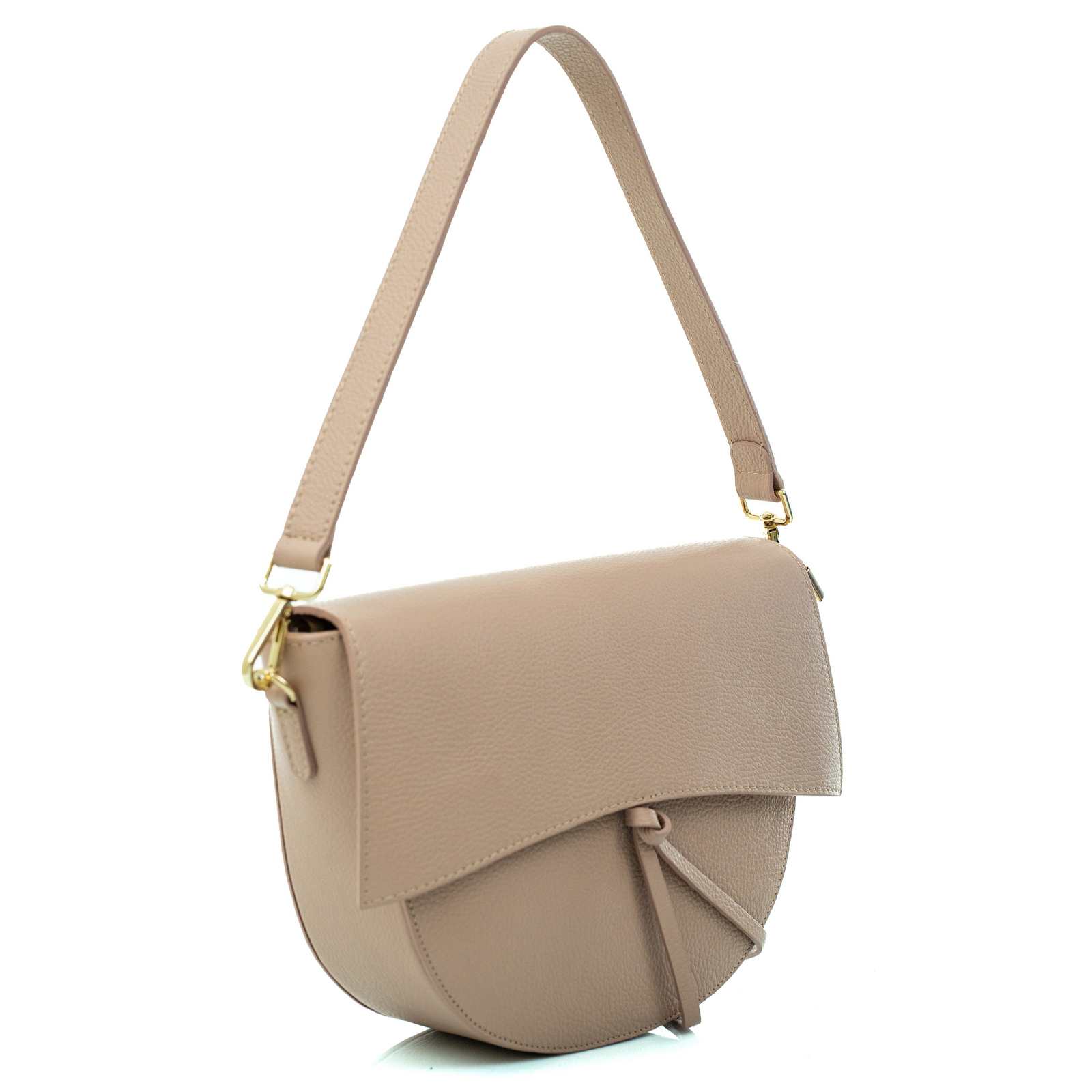 Half Moon Shoulder Bag In Genuine Leather Women With Flap Rindway