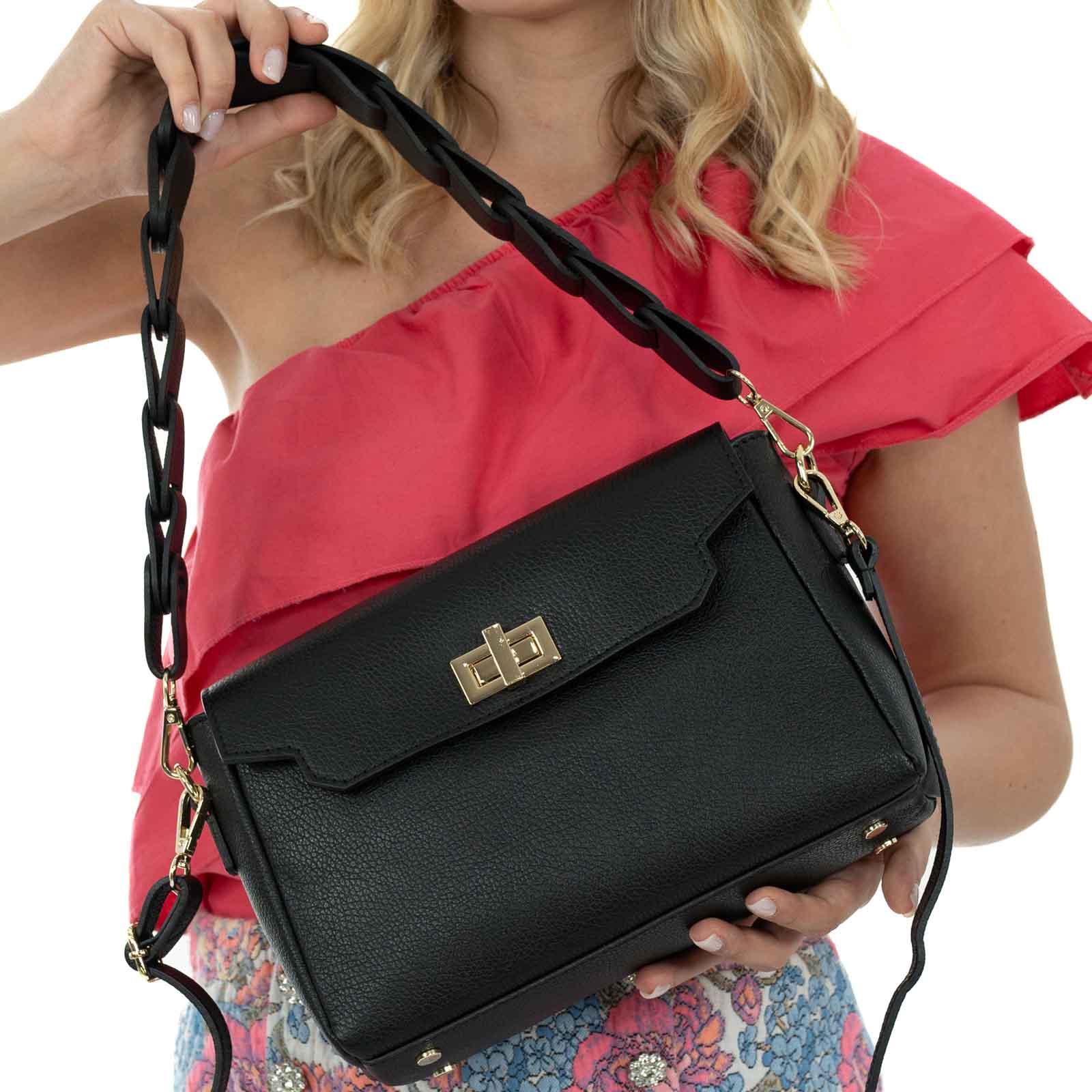 Borsa A Spalla Con Tracolla Intrecciata In Vera Pelle Donna Rindway