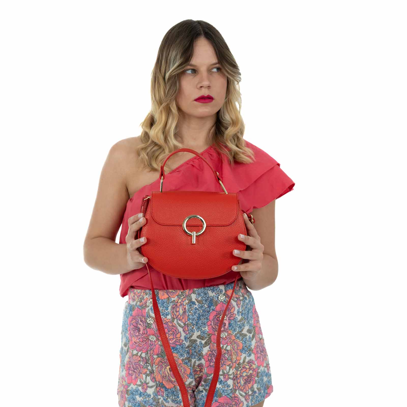 Borsa A Mano Hobo In Vera Pelle Donna Dettagli Oro Rindway