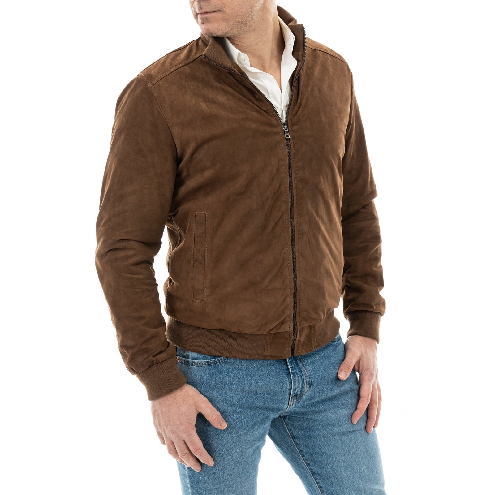 Rindway Slim Men's Genuine Suede Bomber Jacket