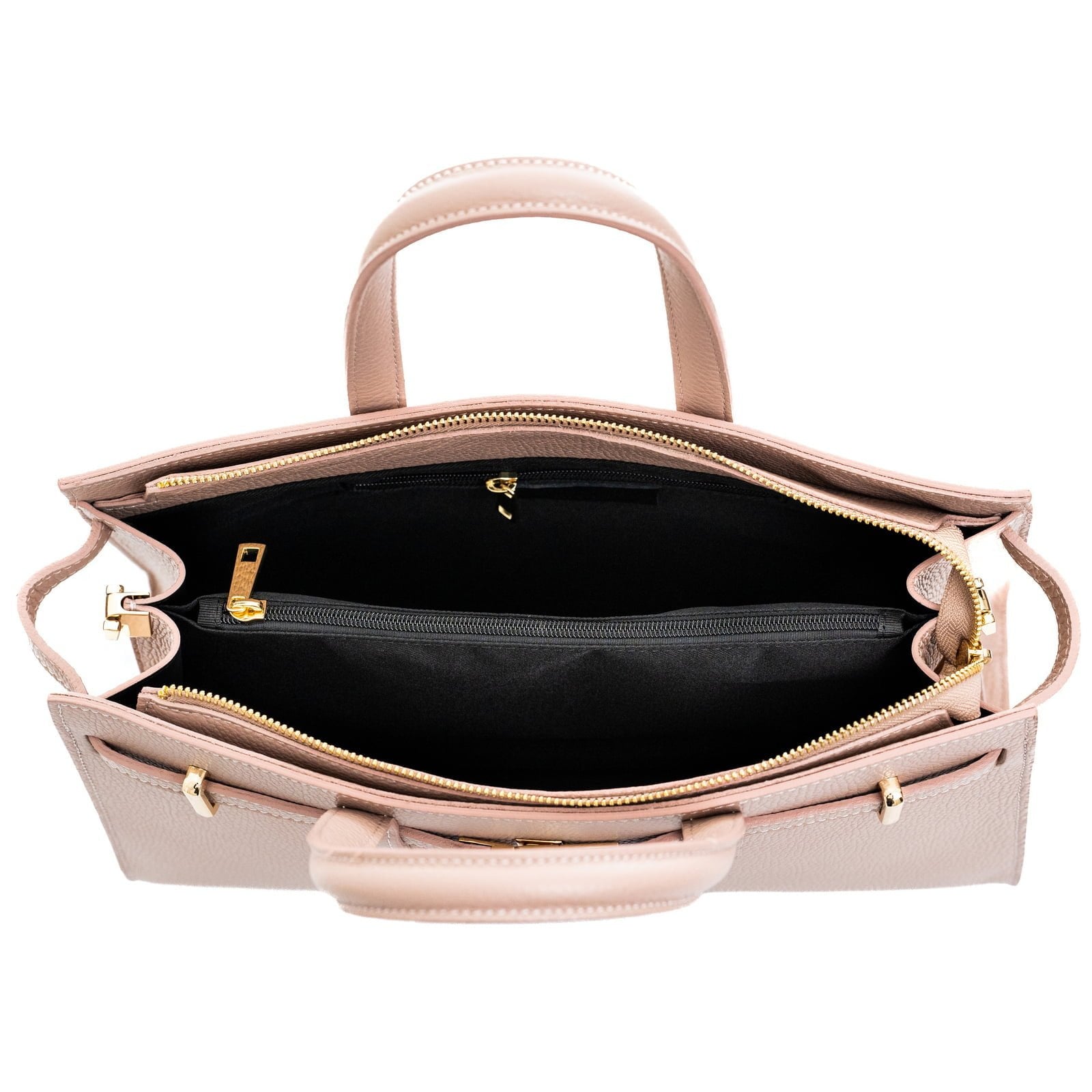 Semi-rigid genuine leather handbag for women with Rindway buckle closure