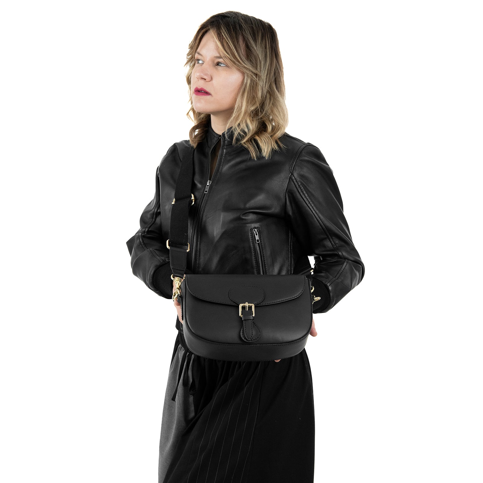 Bomber Giubbotto In Vera Pelle Donna Slim Fit Corto Con Collo in Pelle Cod.P01