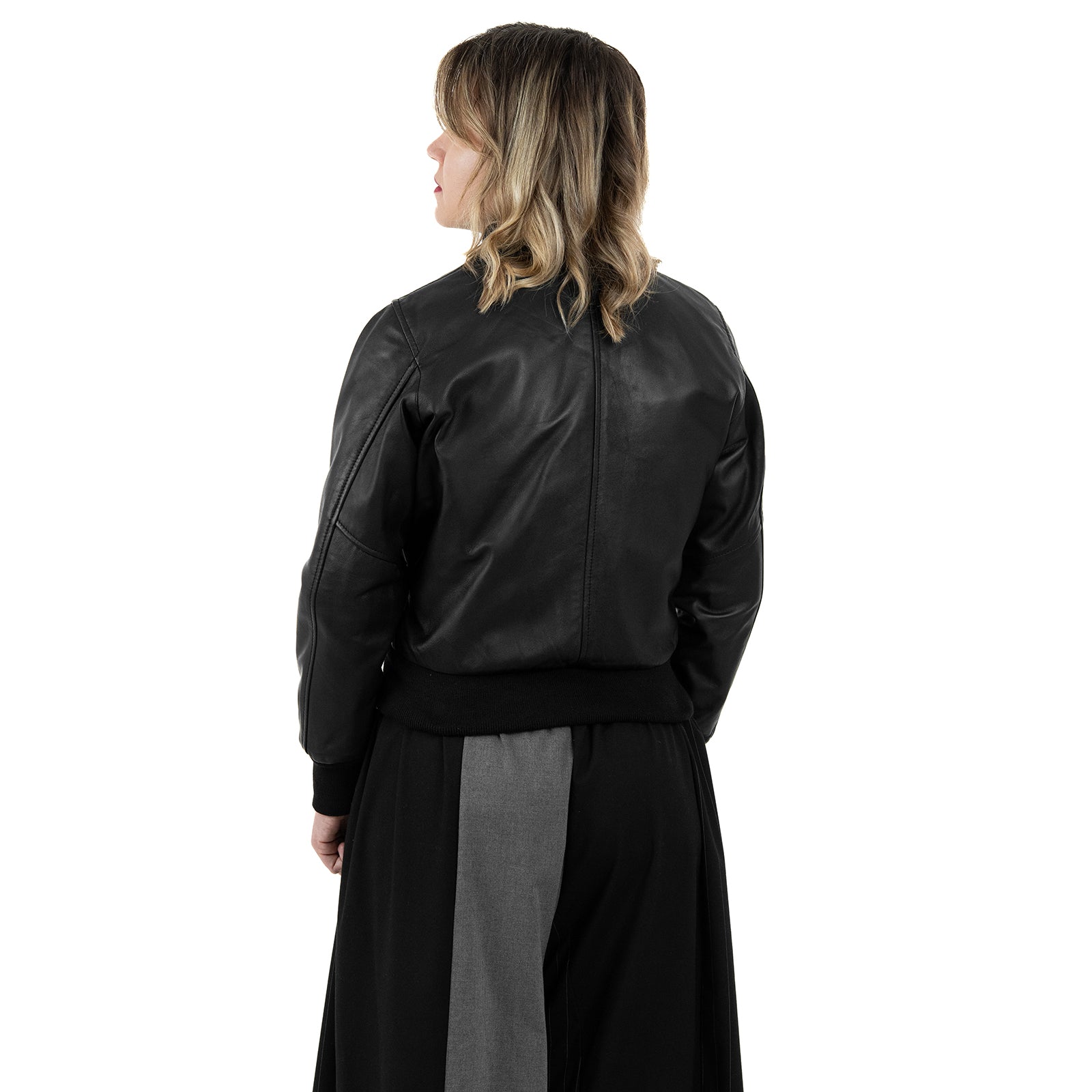 Bomber Giubbotto In Vera Pelle Donna Slim Fit Corto Con Cerniera Cod.P02