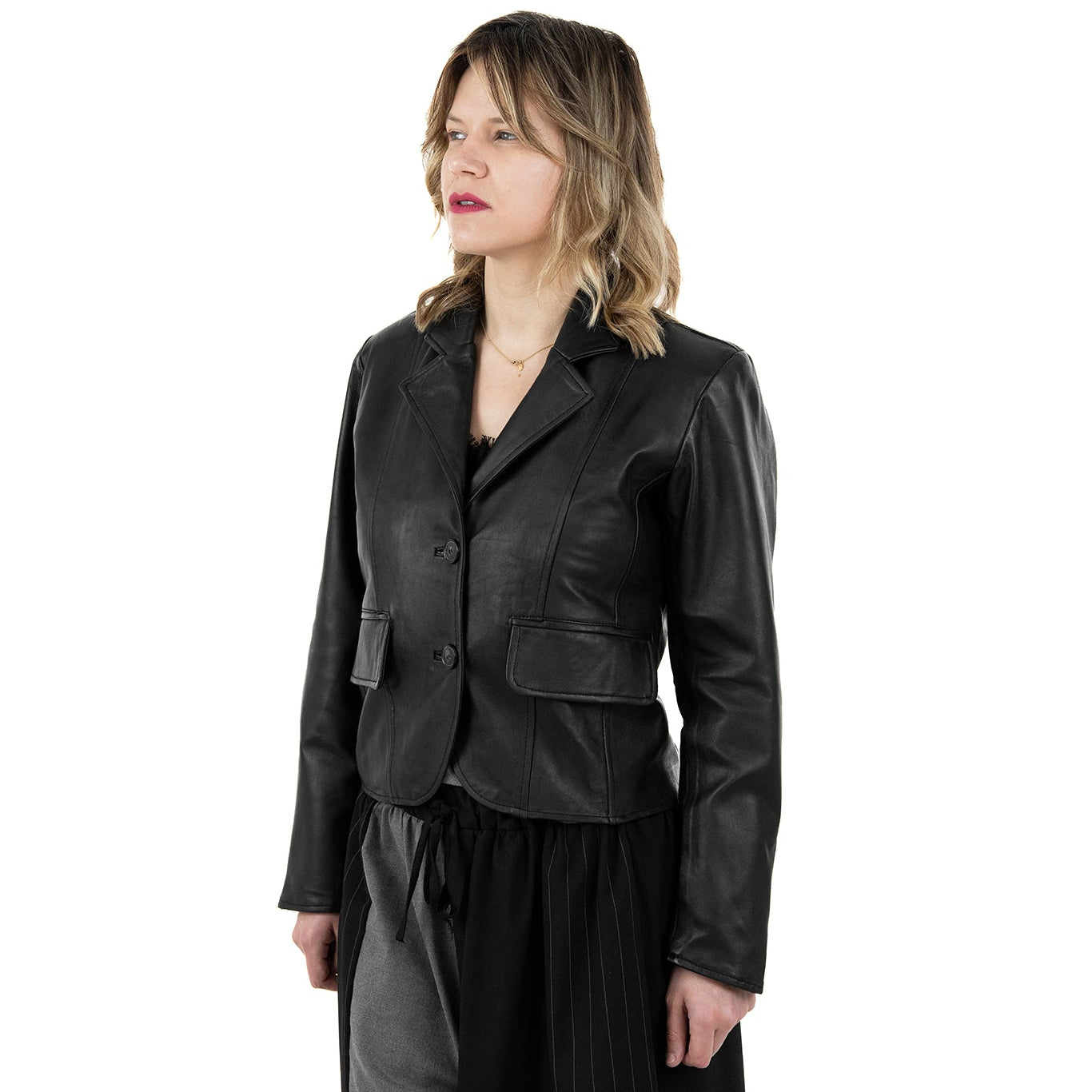 Giacca Due Bottoni In Vera Pelle Donna Slim Fit  Cod.P06