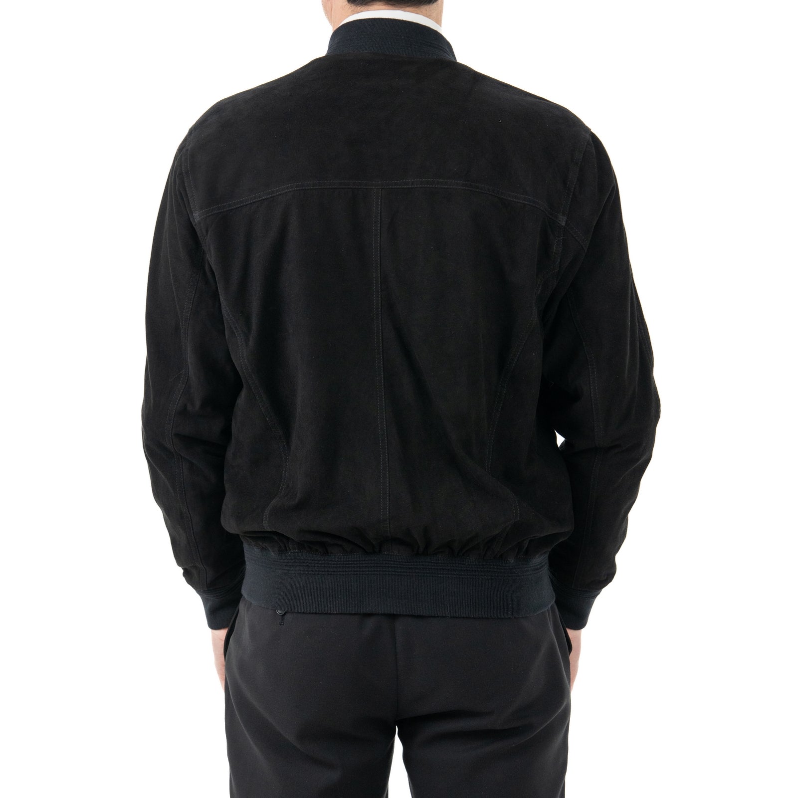 Giacca Bomber In Vera Pelle Camoscio Light Notte Uomo Slim Con Bottoni E Tasconi Rindway