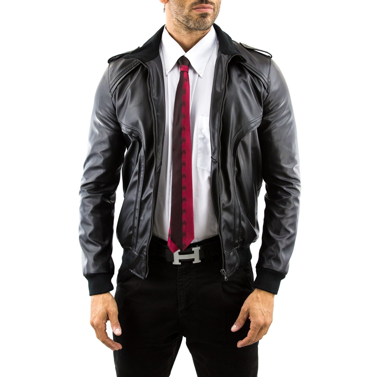 Slim Men's Genuine Leather Jacket Artisan Production Cod.223M-Rindway Outlet