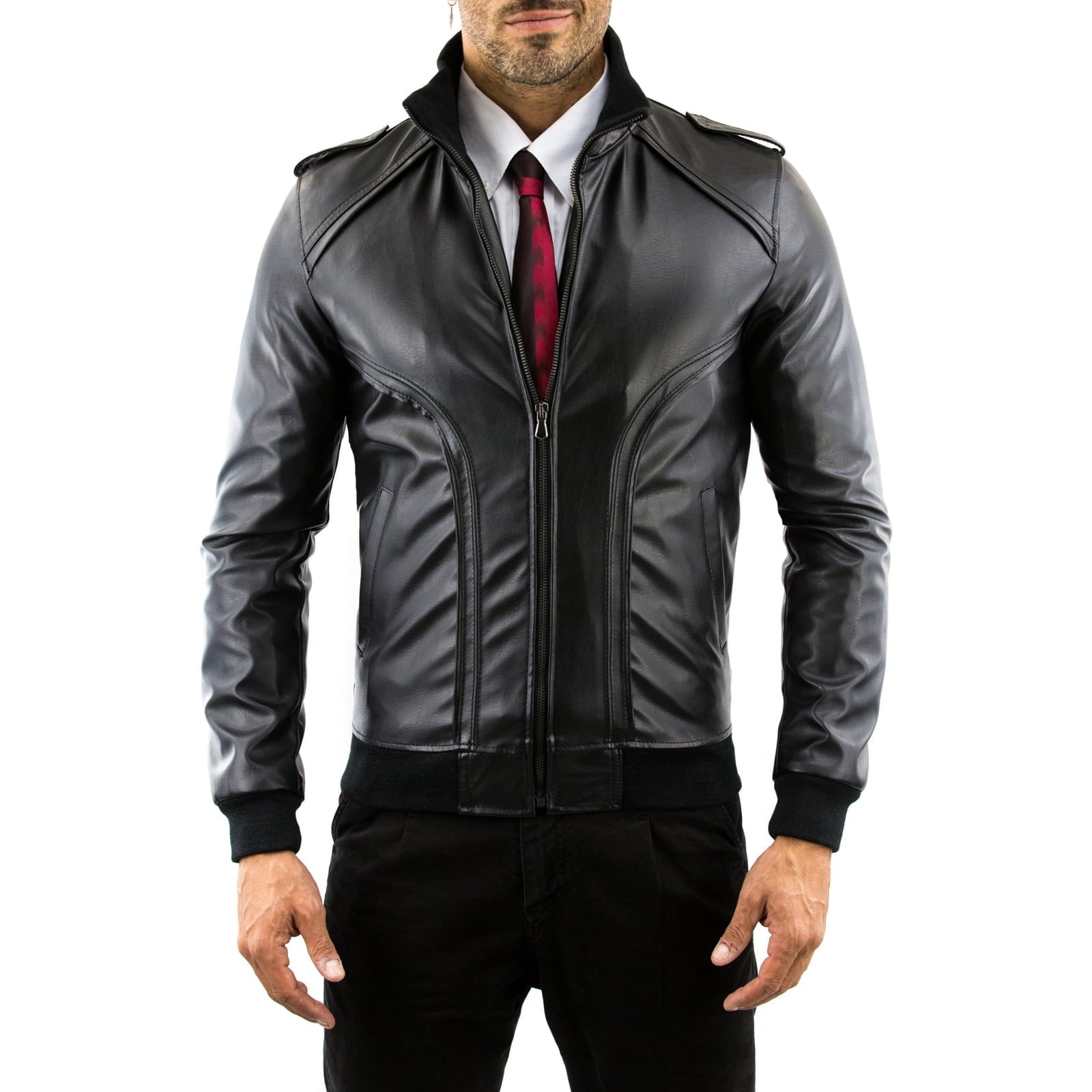 Slim Men's Genuine Leather Jacket Artisan Production Cod.223M-Rindway Outlet